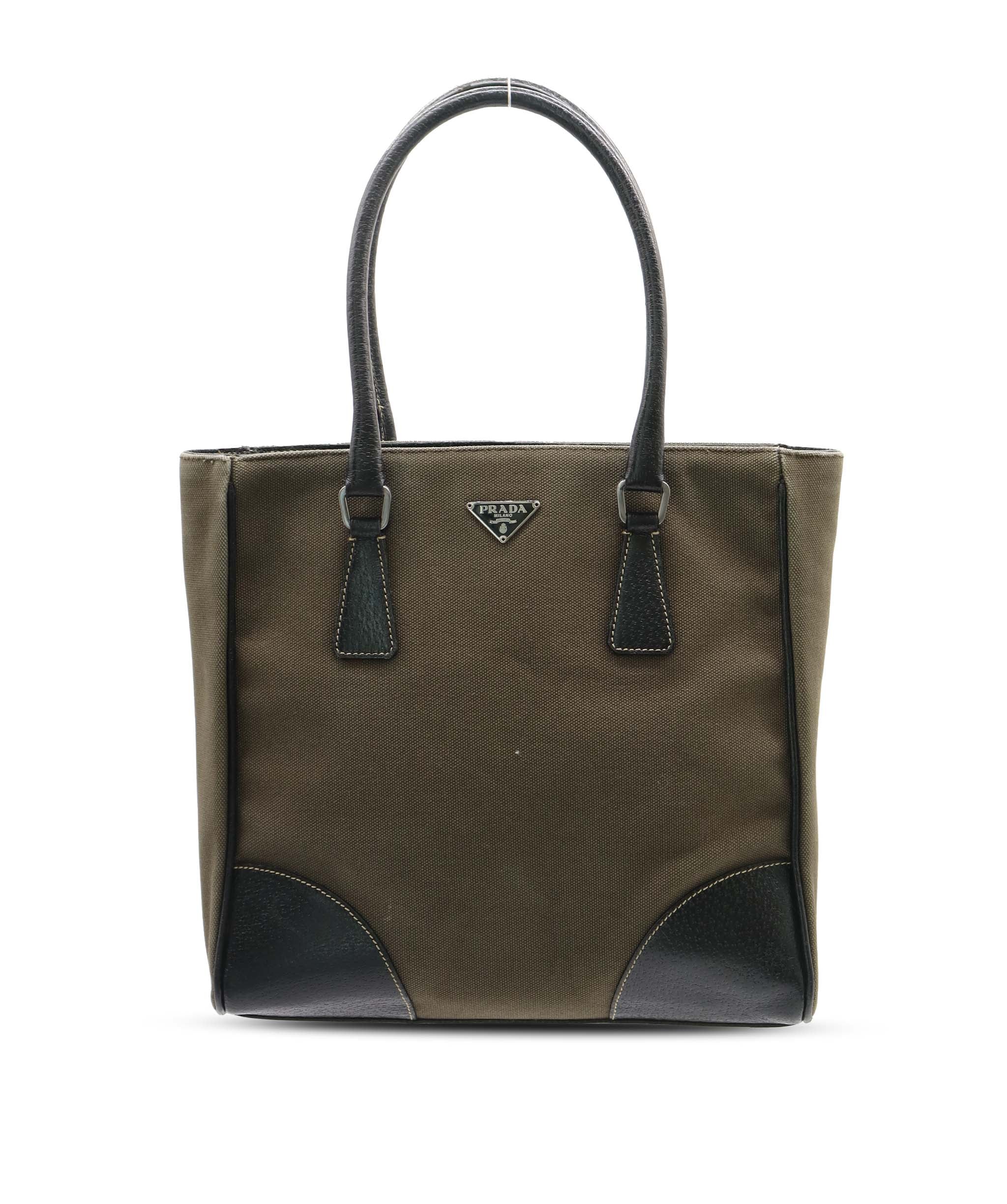 Prada Canvas and Cinghiale Leather Tote Bag C357750 C357750