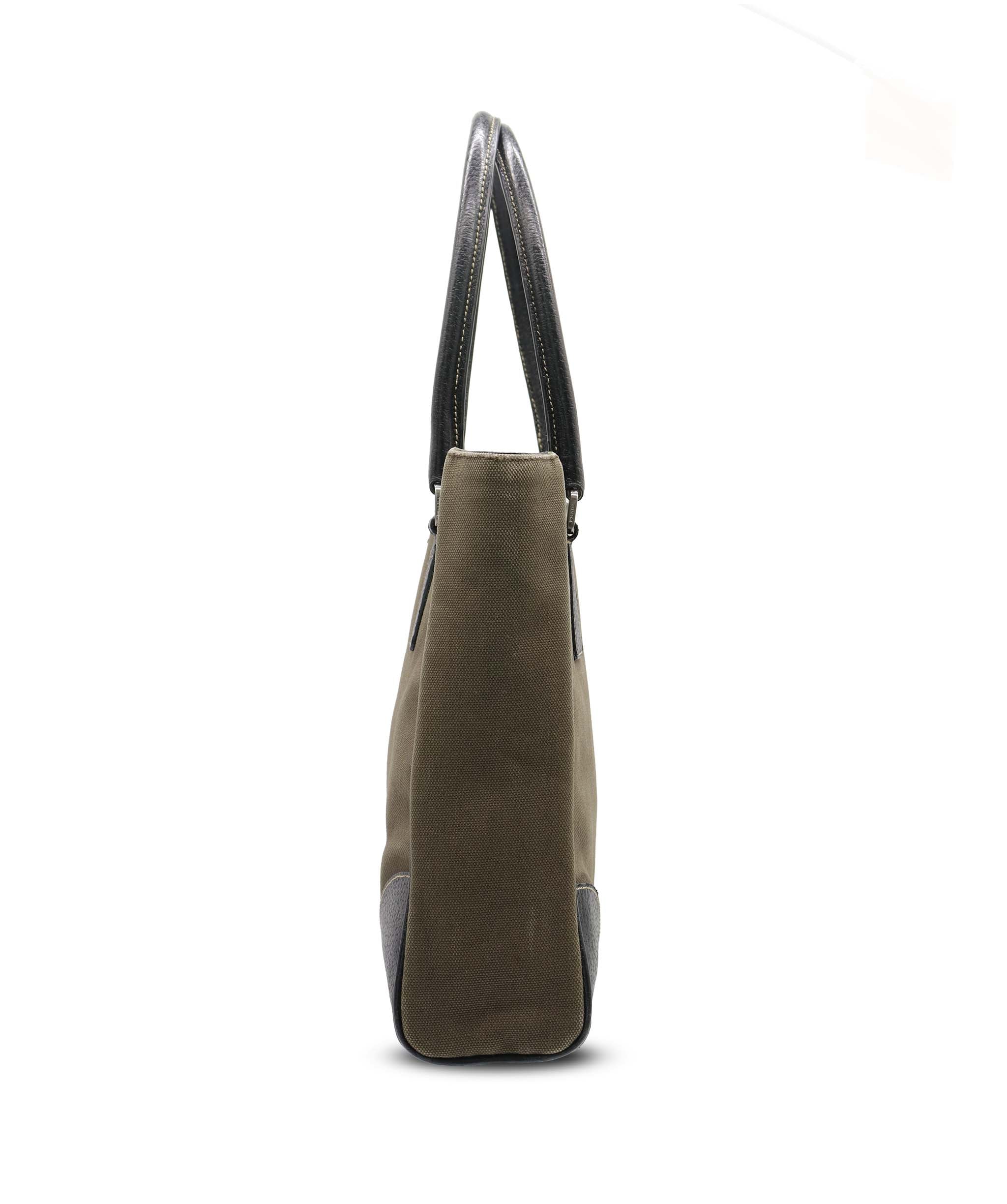 Prada Canvas and Cinghiale Leather Tote Bag C357750 C357750