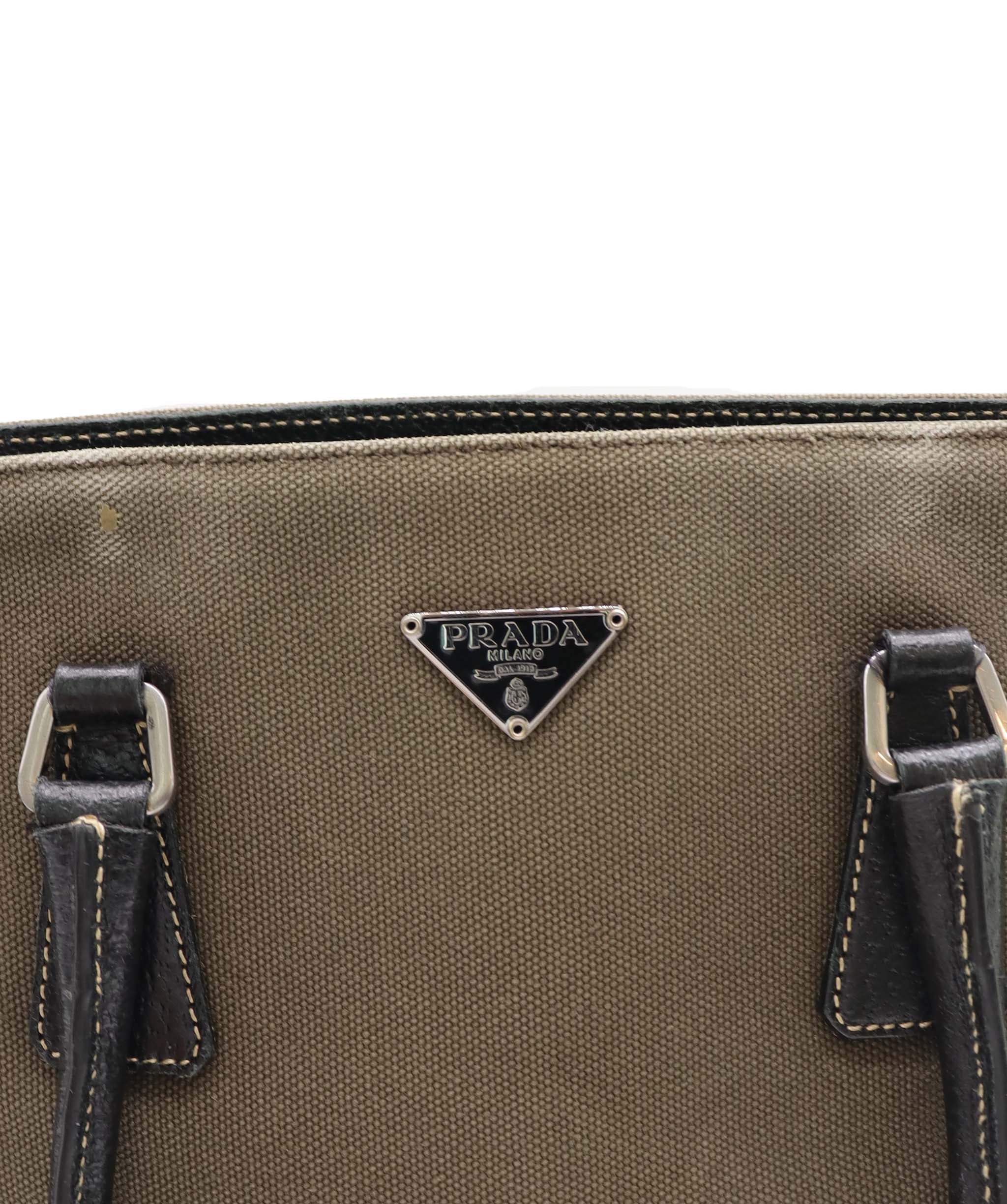 Prada Canvas and Cinghiale Leather Tote Bag C357750 C357750