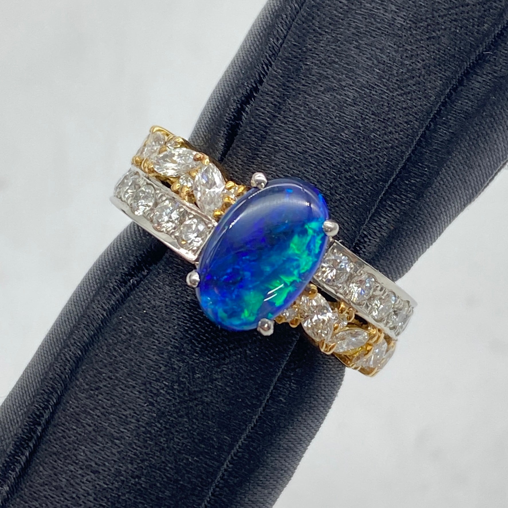 Pt900/K18 Black Opal Ring BOP1.159 Certificate US6.25 58688