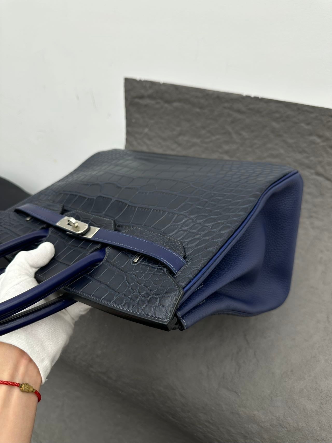 Hermès Birkin 35 Multi-Leather Matte Indigo Sapphire Blue Stamp R