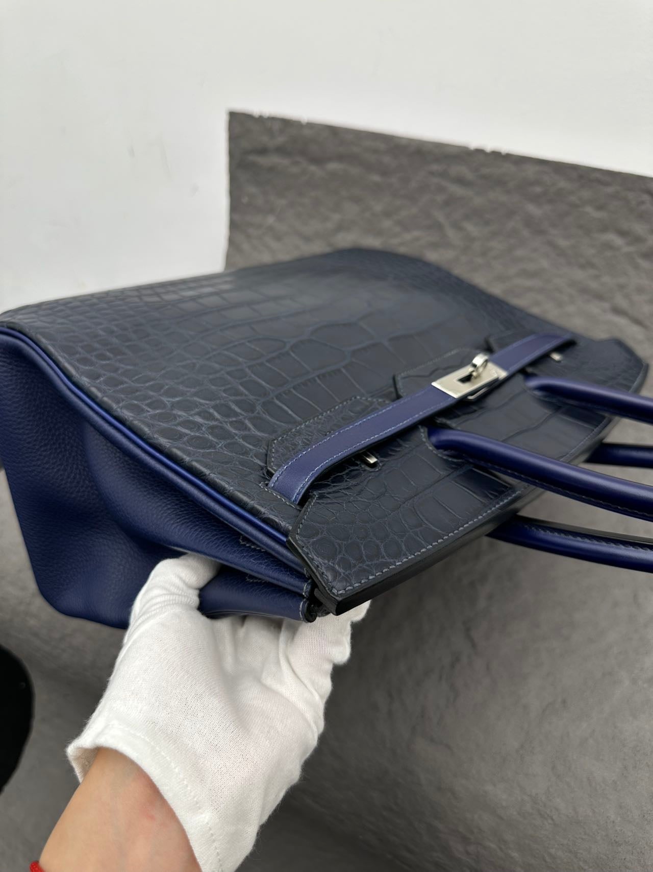 Hermès Birkin 35 Multi-Leather Matte Indigo Sapphire Blue Stamp R