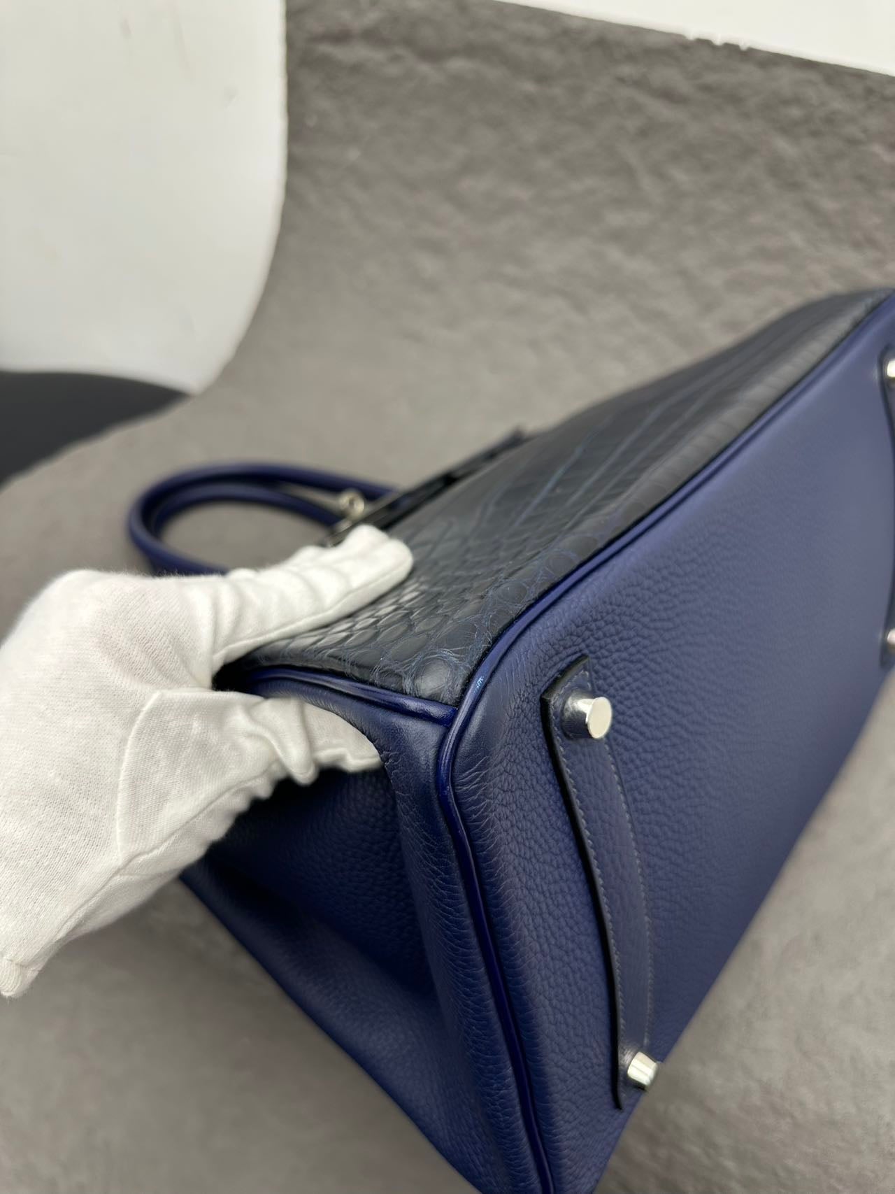 Hermès Birkin 35 Multi-Leather Matte Indigo Sapphire Blue Stamp R