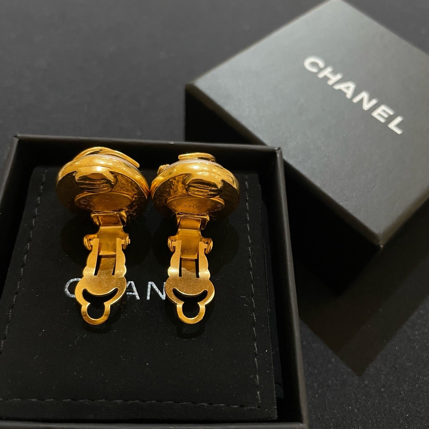 Chanel Gold Tone Clip-On Earrings