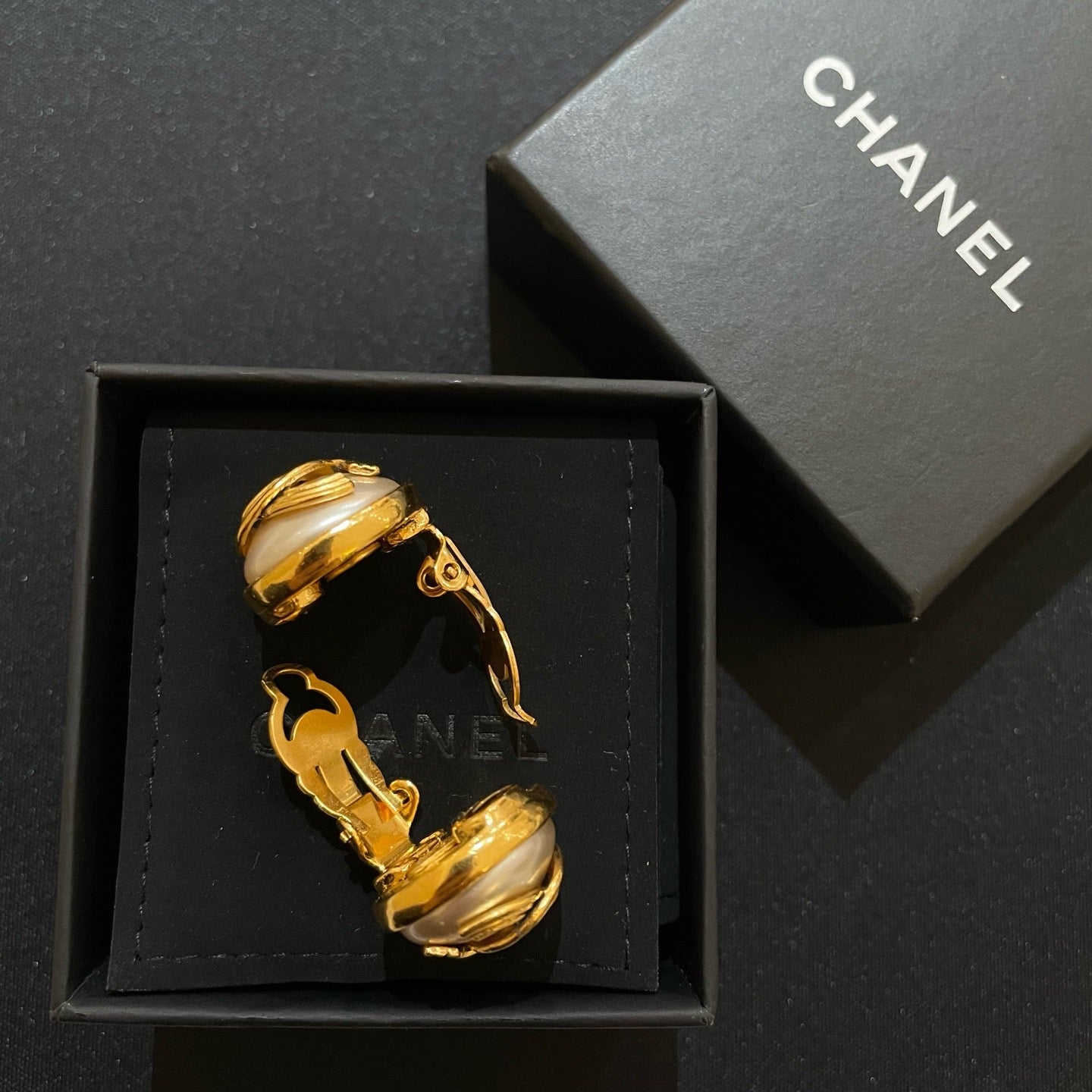Chanel Gold Tone Clip-On Earrings