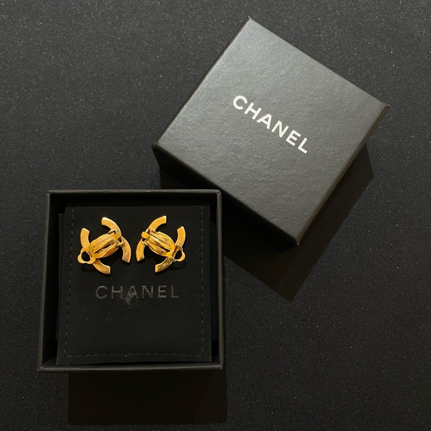 Chanel Gold Tone CC Clip-On Earrings