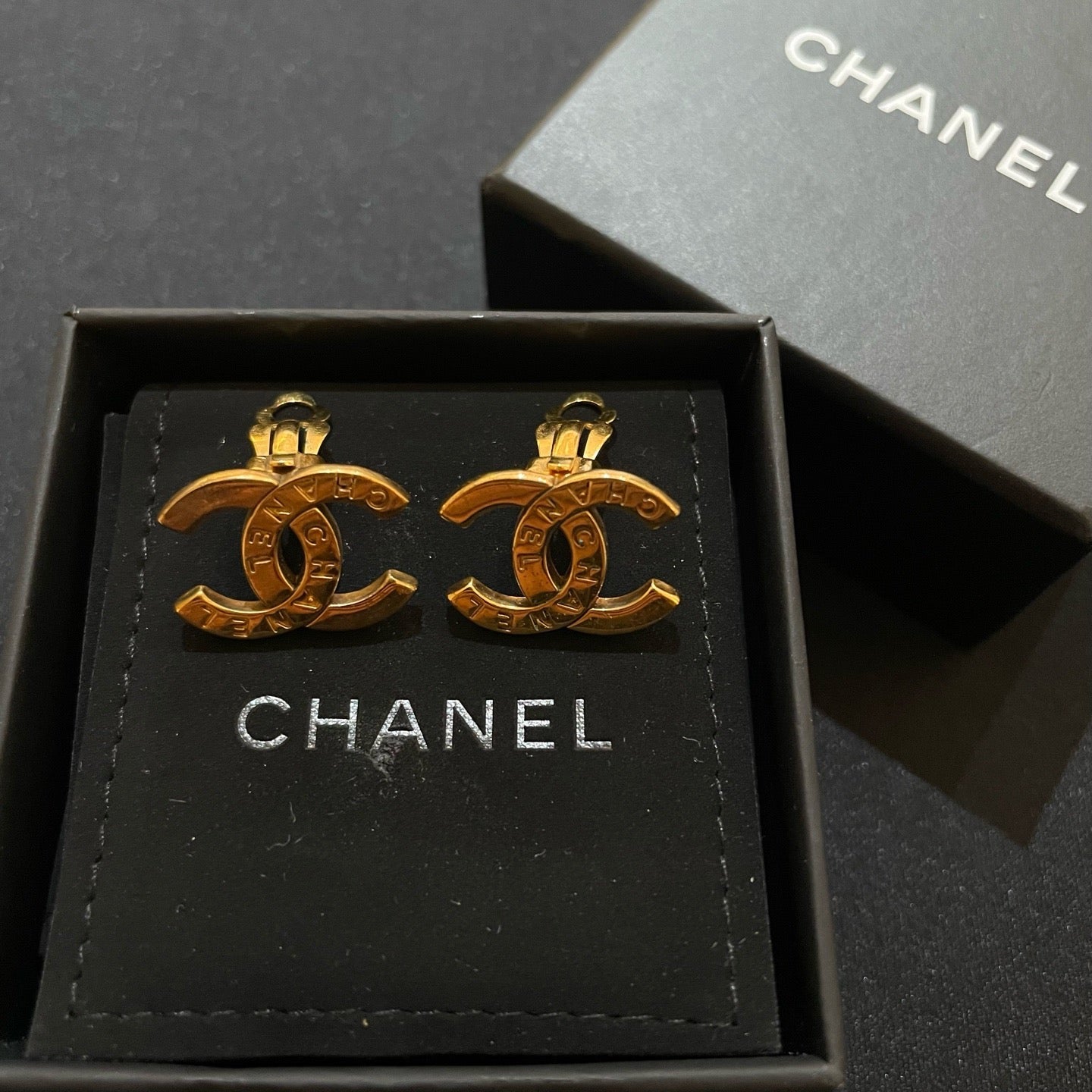 Chanel Gold Tone CC Clip-On Earrings