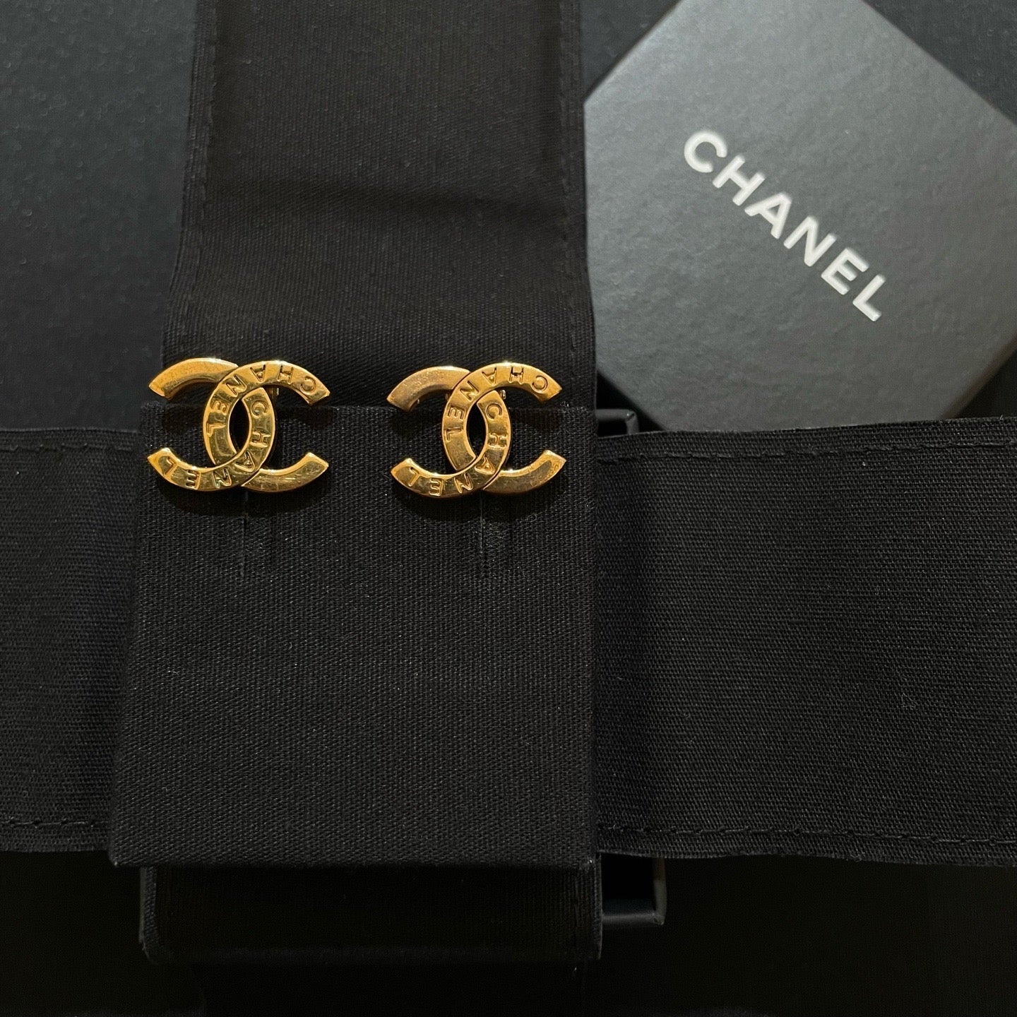 Chanel Gold Tone CC Clip-On Earrings