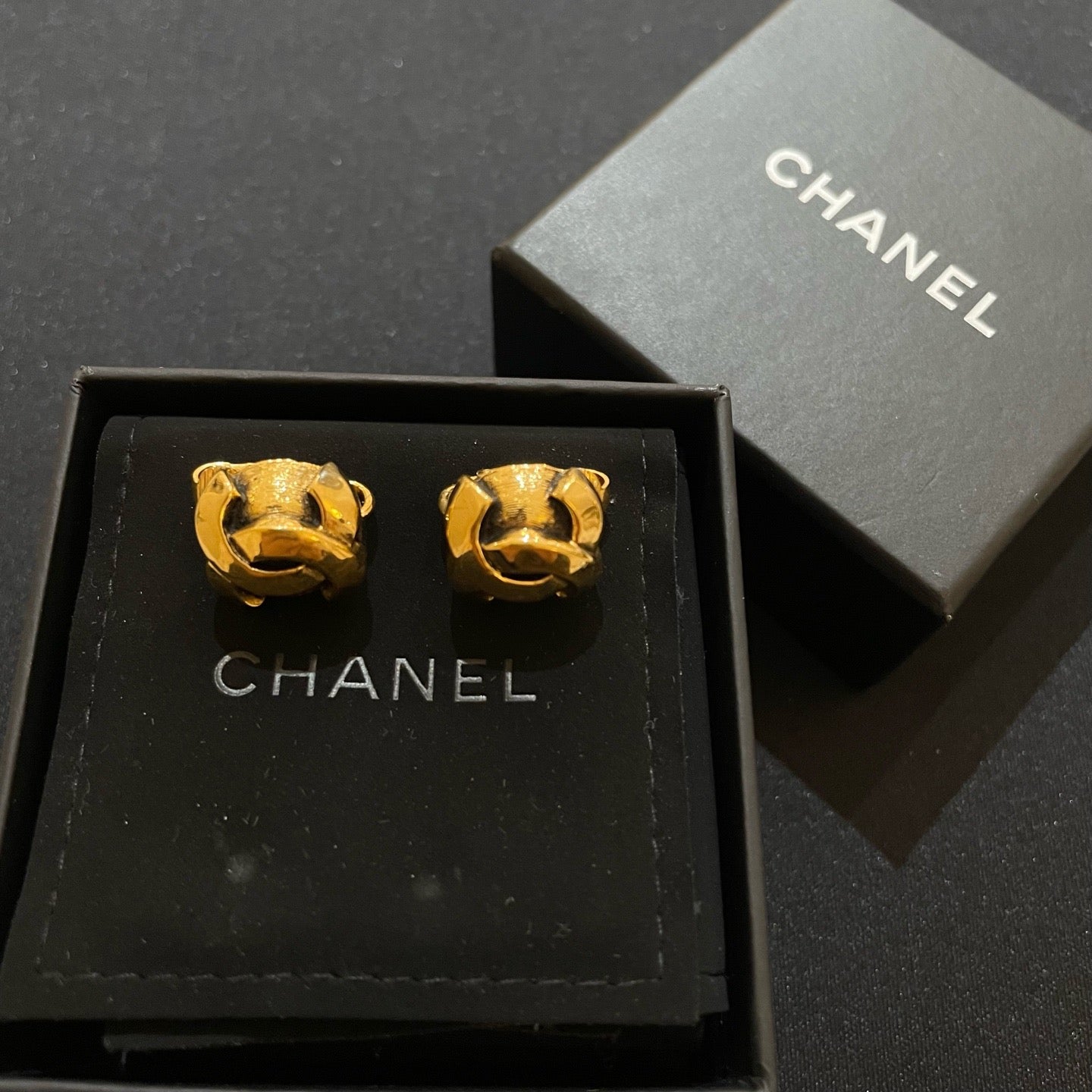 Chanel Gold Tone CC Earrings