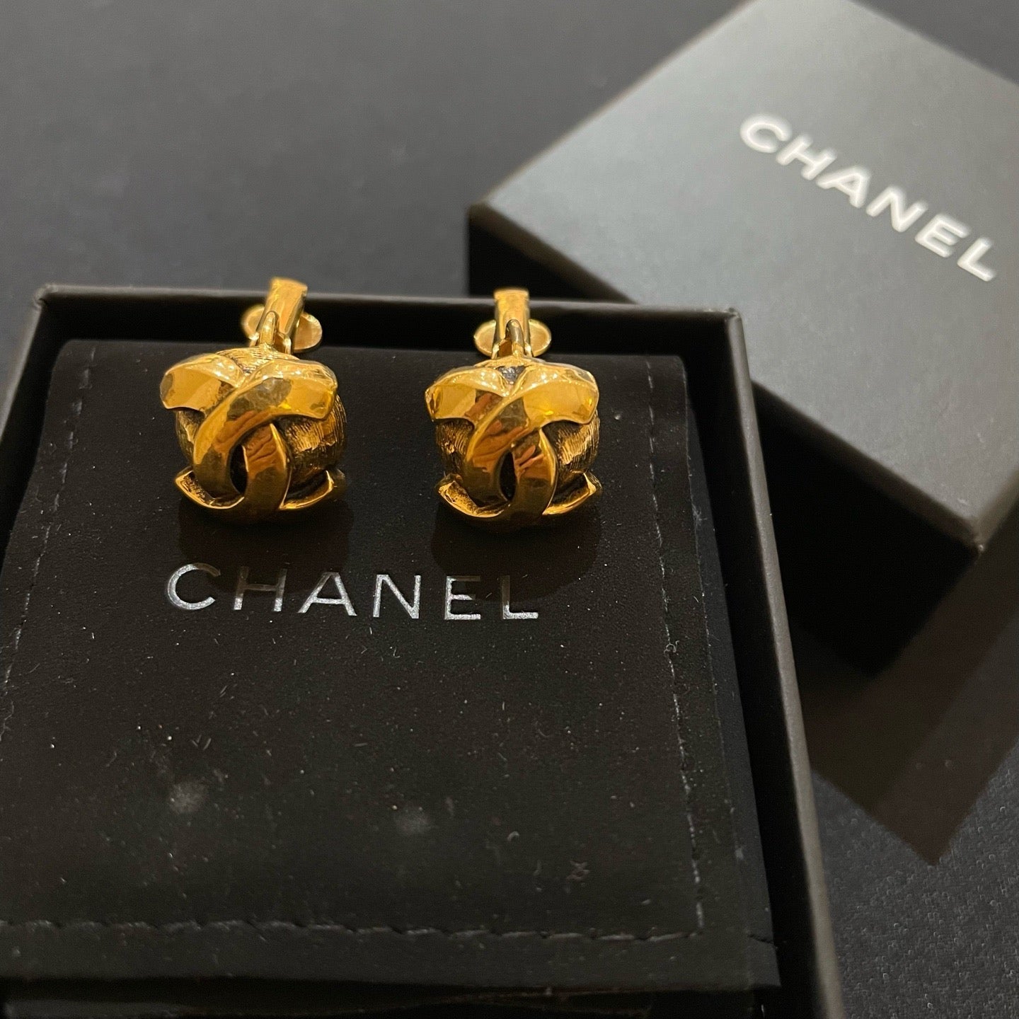 Chanel Gold Tone CC Earrings