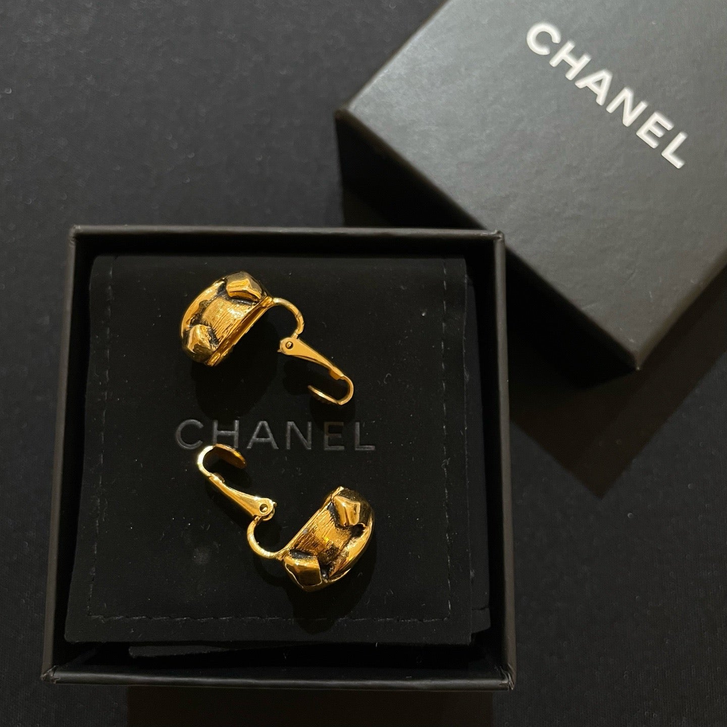 Chanel Gold Tone CC Earrings
