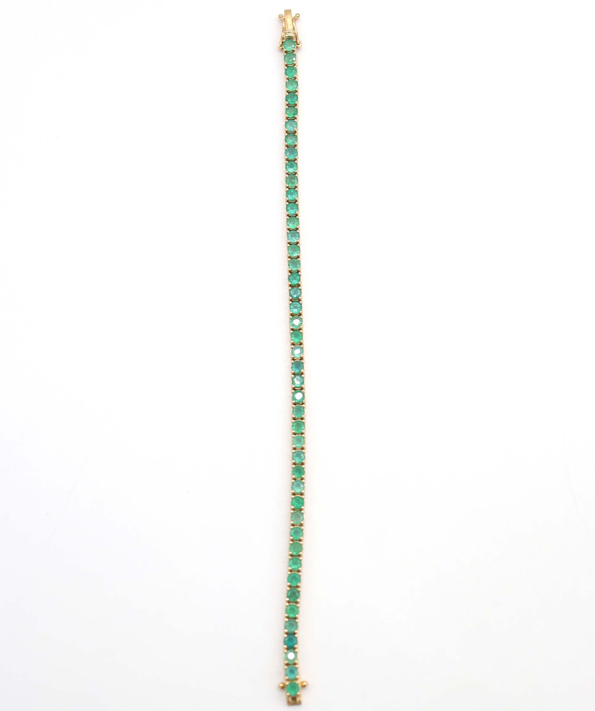 7.27ct Natural Zambian Emerald YG tennis bracelet DXBCD1595