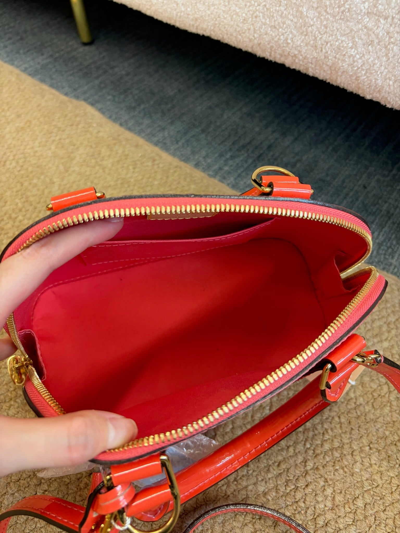 Louis Vuitton Alma BB Monogram Orange Patent Leather