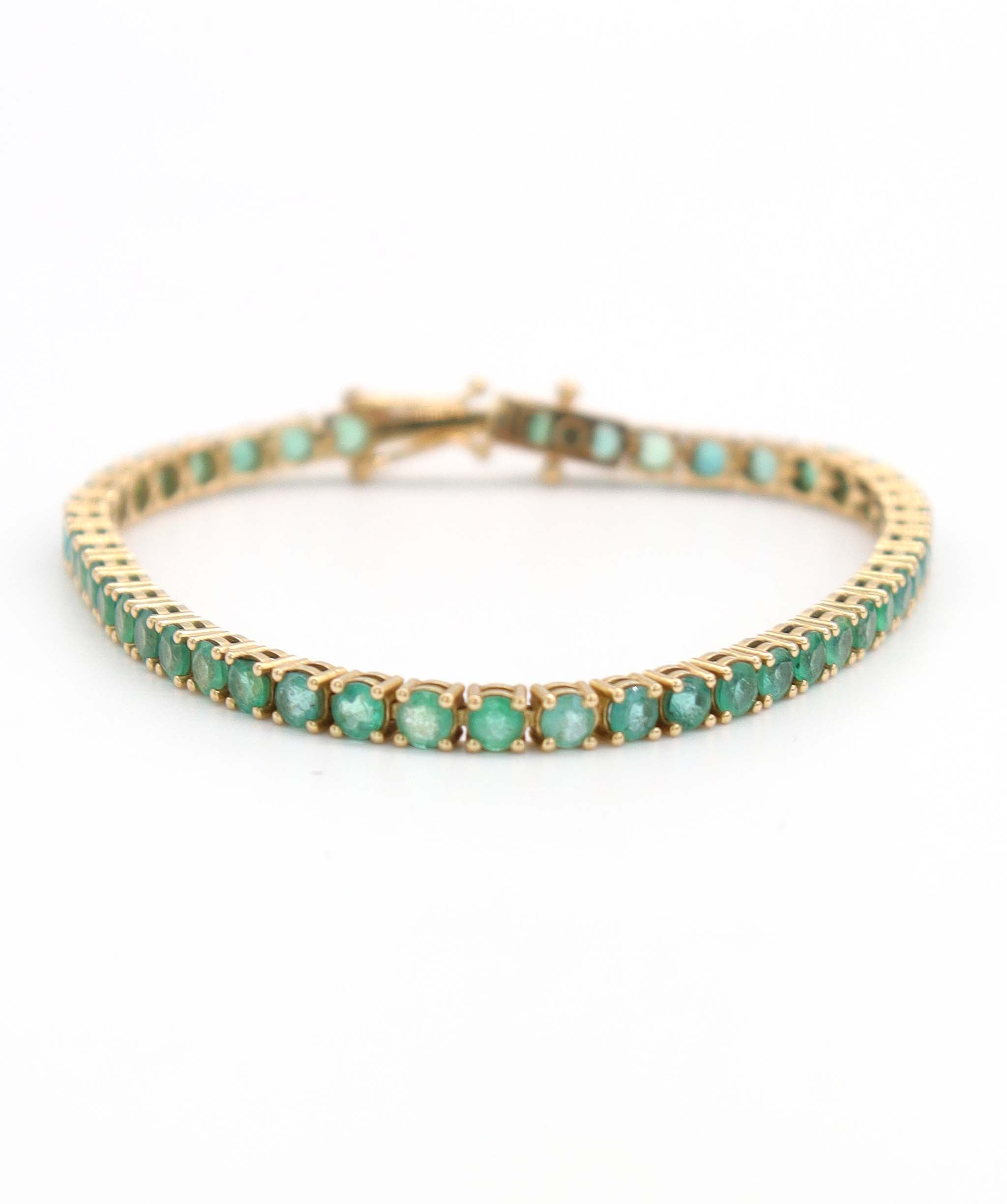 7.27ct Natural Zambian Emerald YG tennis bracelet DXBCD1595