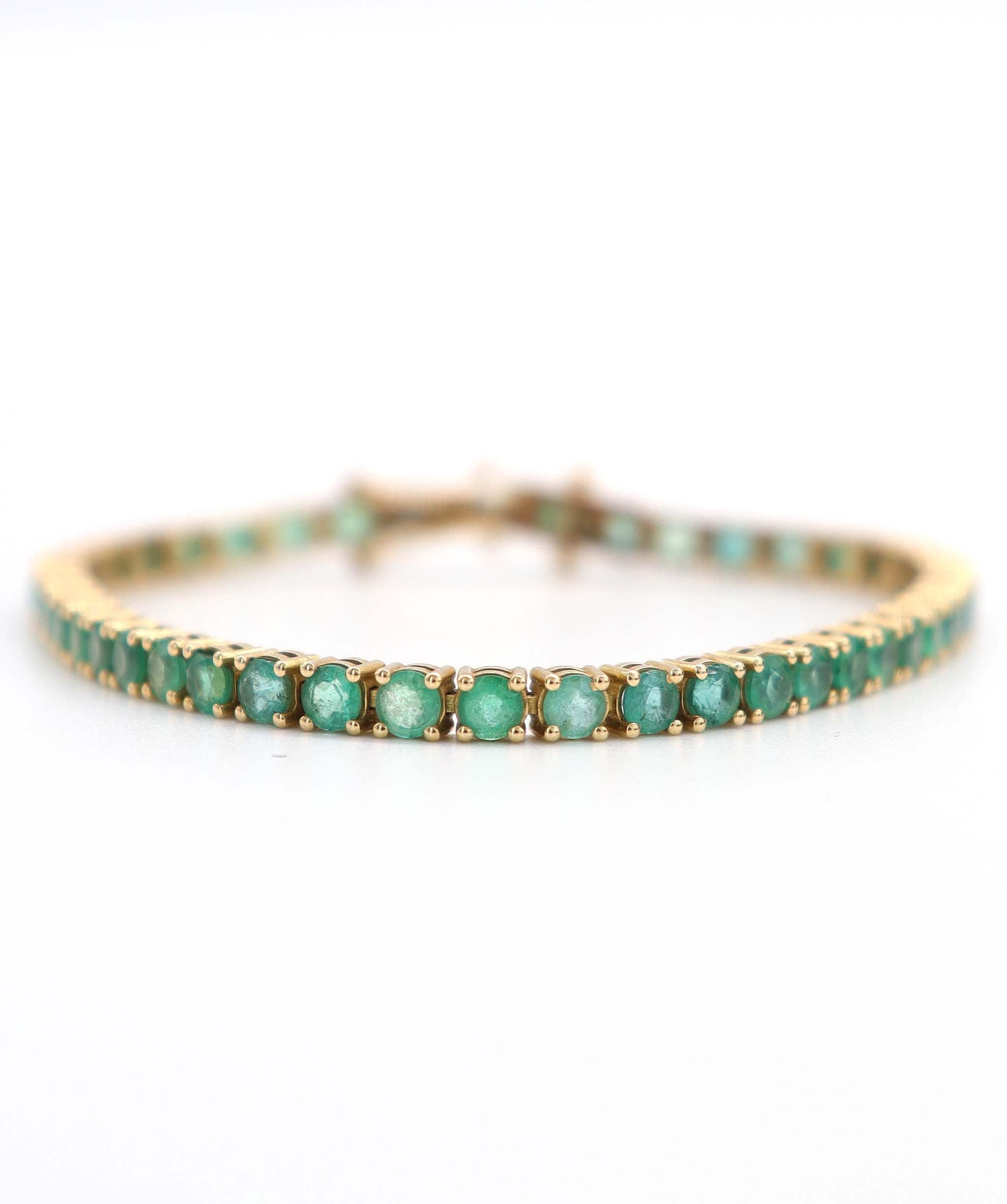 7.27ct Natural Zambian Emerald YG tennis bracelet DXBCD1595