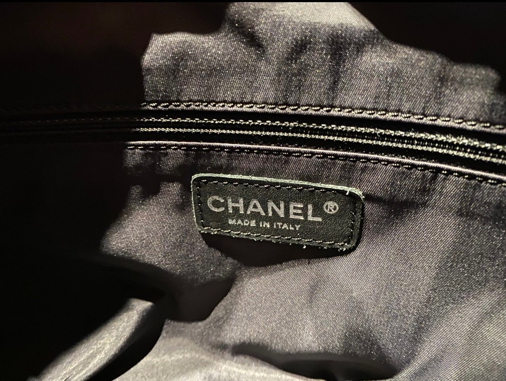 Chanel Coated Canvas Quilted Large Paris Biarritz Tote Black