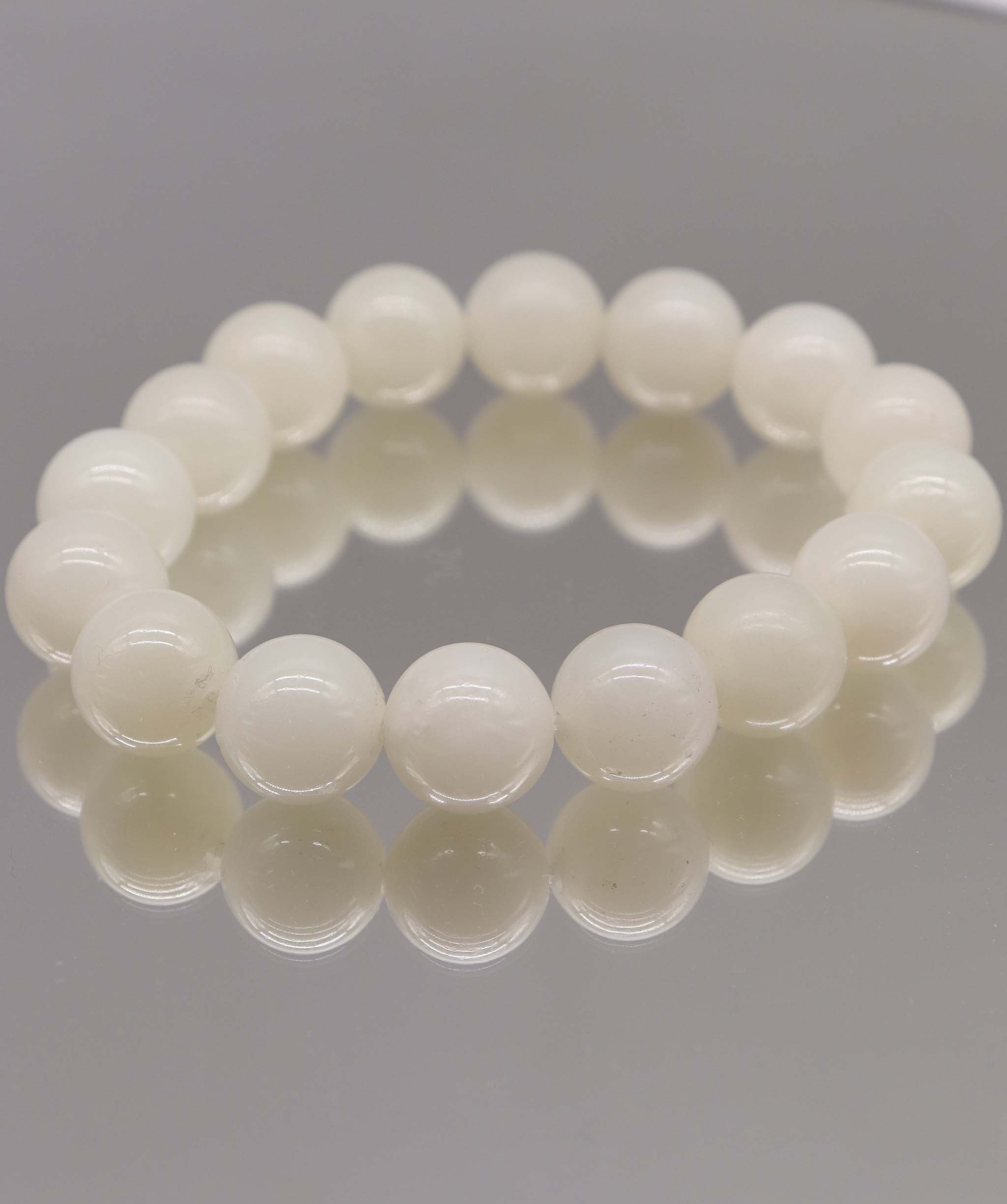 195ct Rare Type AAA Natural White Jade Bracelet D11.8mm DXBCS2219