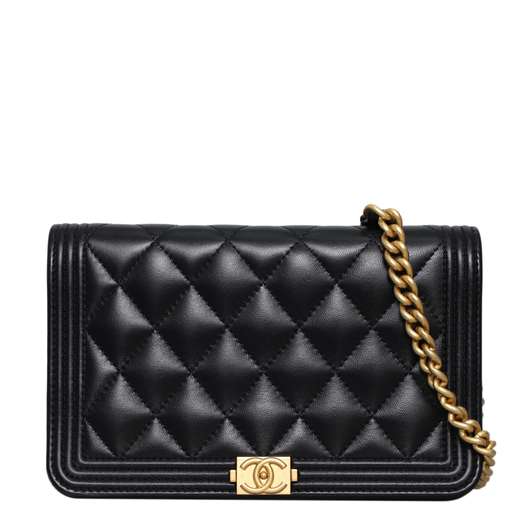 Chanel Lambskin Quilted Boy Wallet On Chain WOC CHA11508B