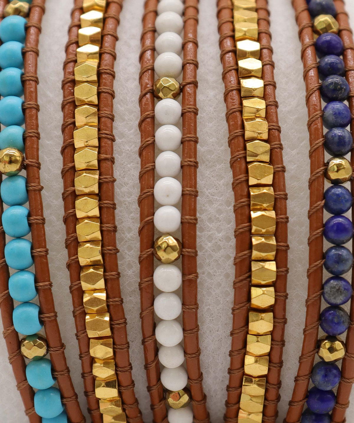 Malachite Lapis moonstone leather wrap bracelet DXBS6636