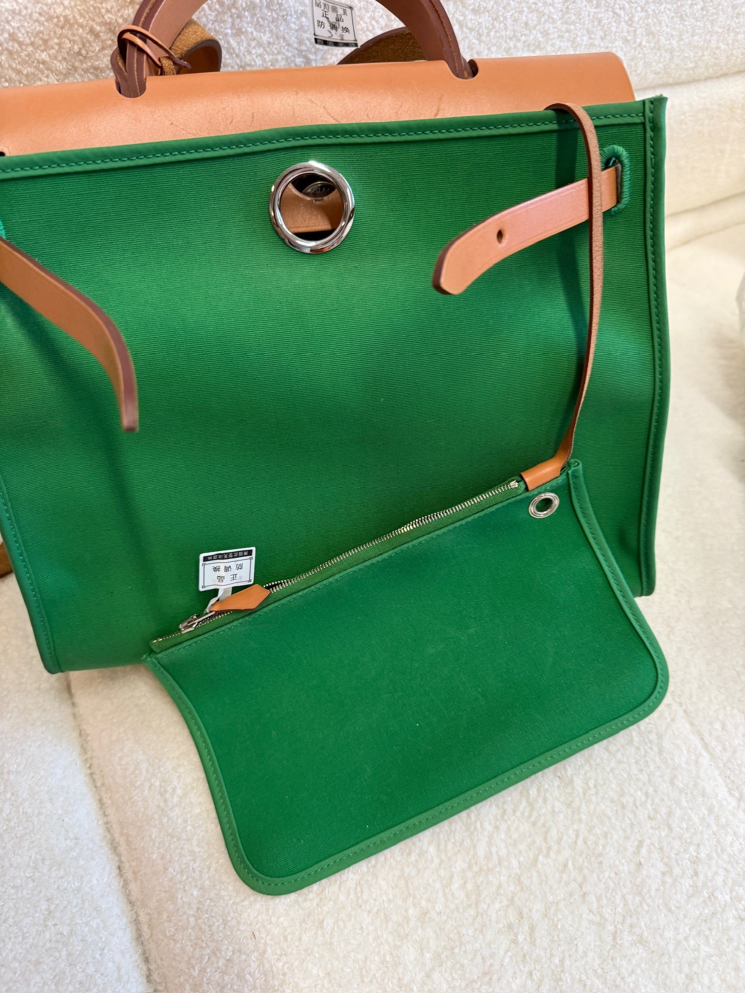 Hermès green herbag31 good condition stamp X