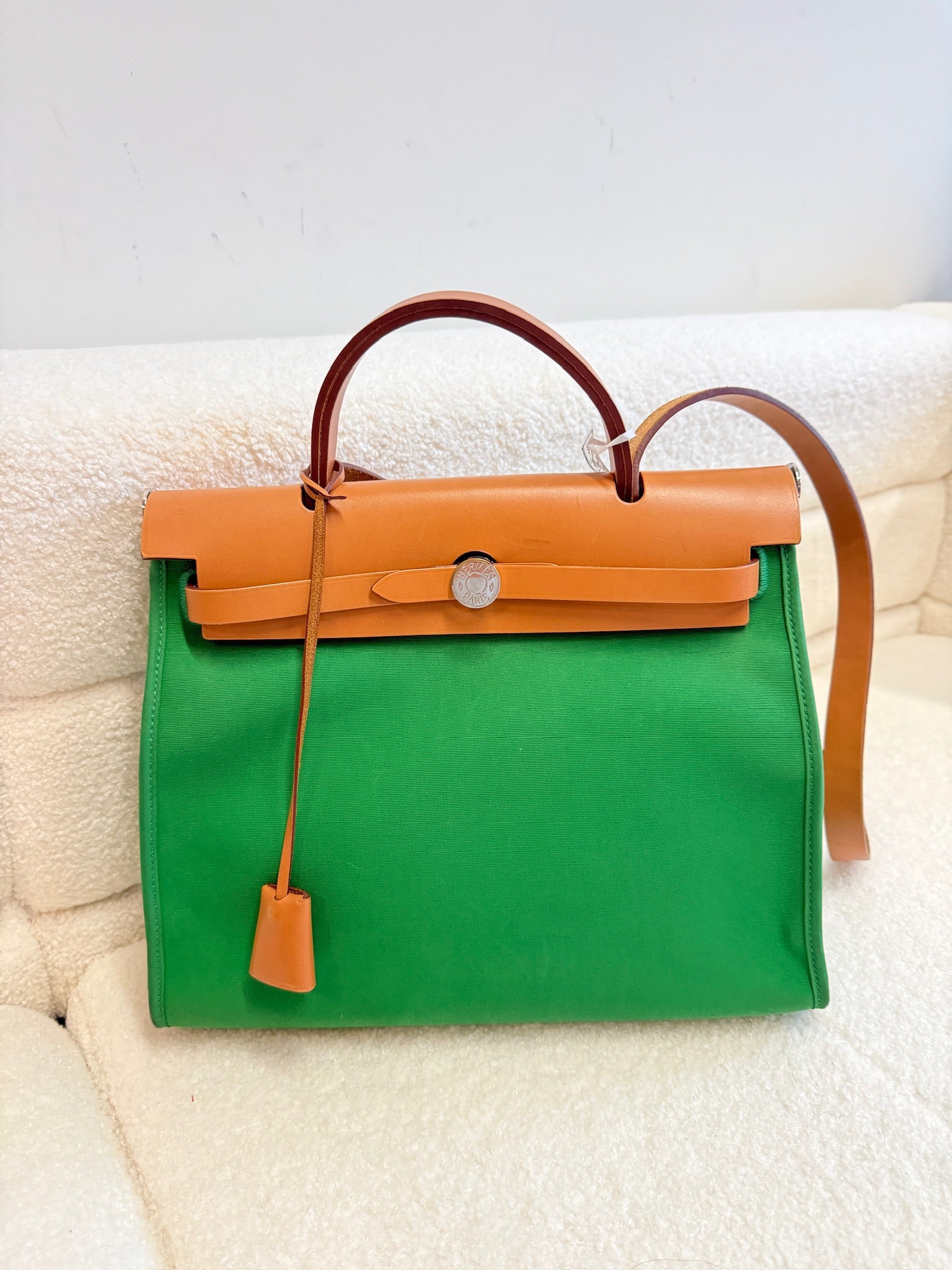 Hermès green herbag31 good condition stamp X