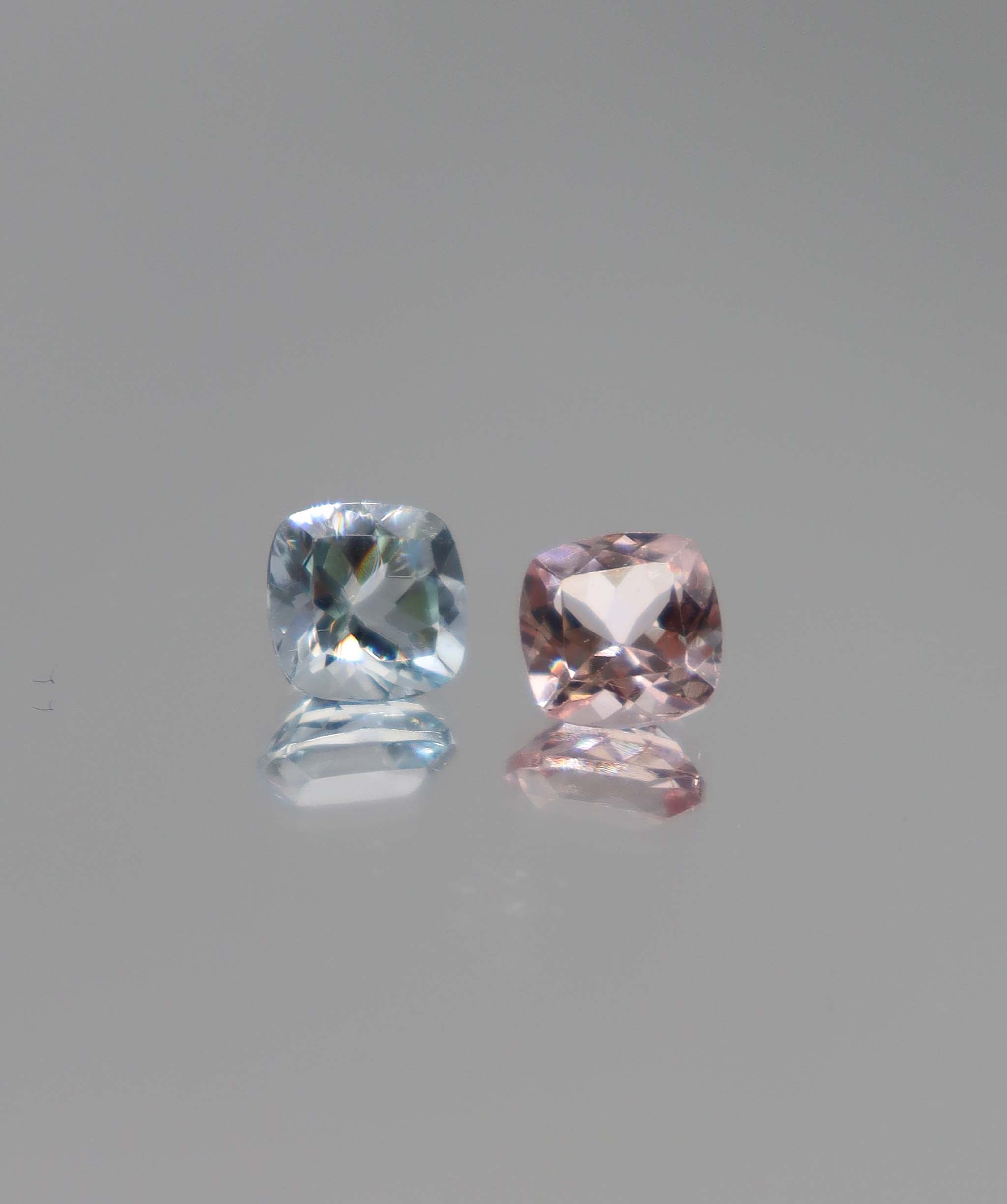 2.69ct Aqua & Morganite Pair Cushion DXBCS2475