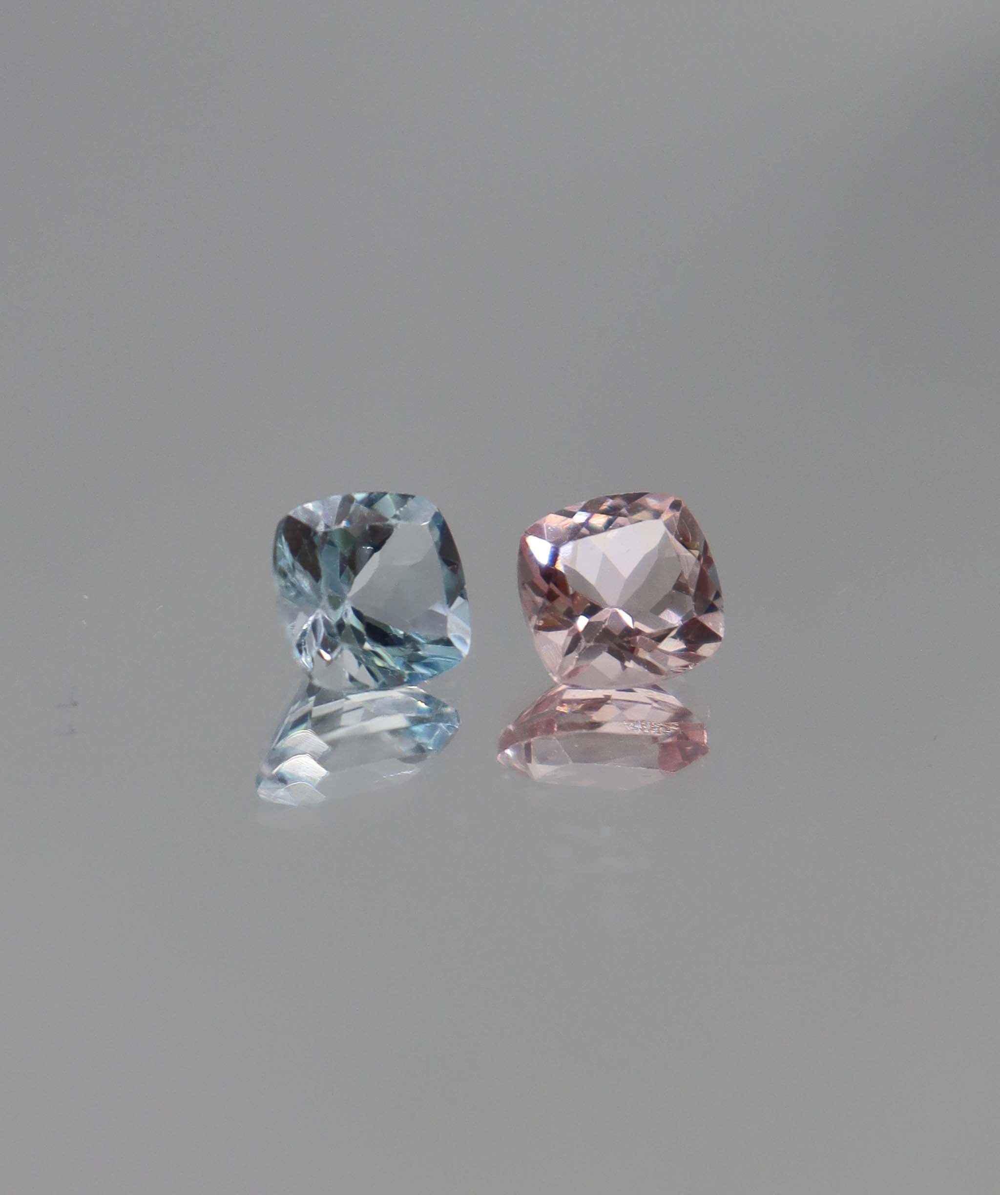 2.69ct Aqua & Morganite Pair Cushion DXBCS2475