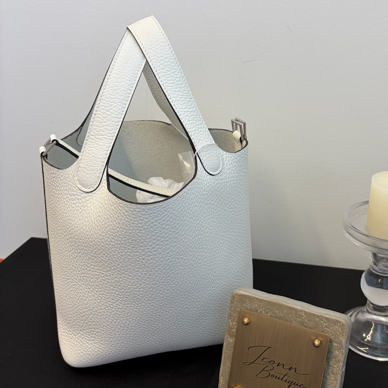 Hermès Picotin Lock 18 | White Clemence Leather & Palladium Hardware | Stamp K