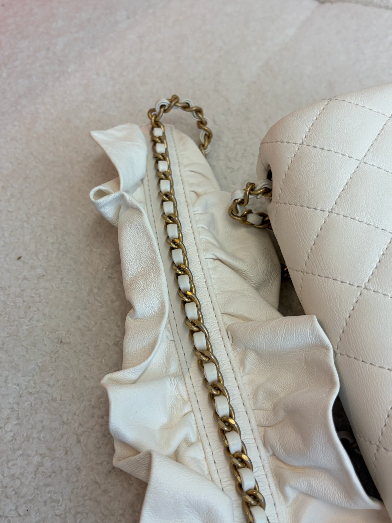 Chanel White Calfskin Quilted Mini Romance Flap Bag