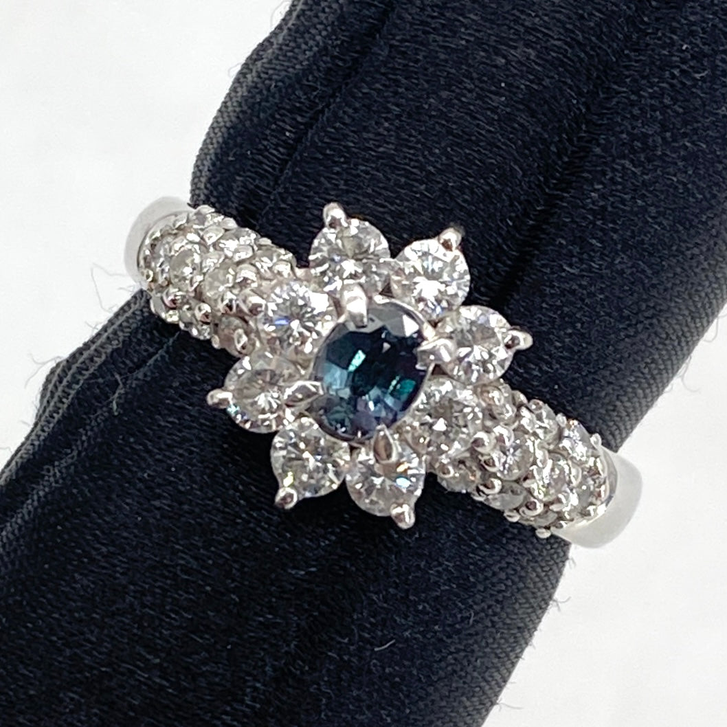 Pt900 Alexandrite Ring AR0.24 D0.82 6g US6.25 53972