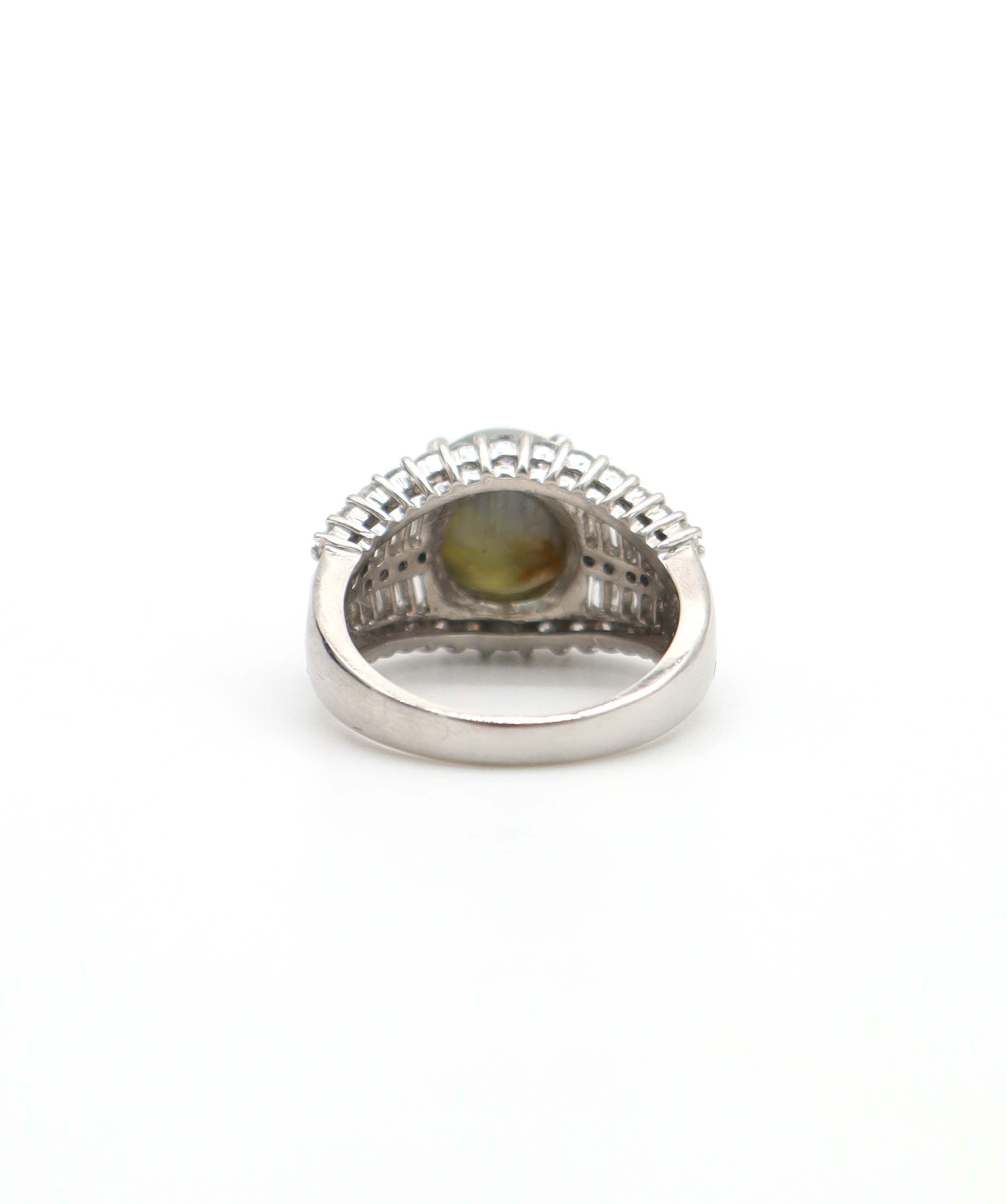 Pt900 Chrysoberyl Cat's Eye Ring CCA7.13 D1.46 13.2g GRJ J1114ESF9S