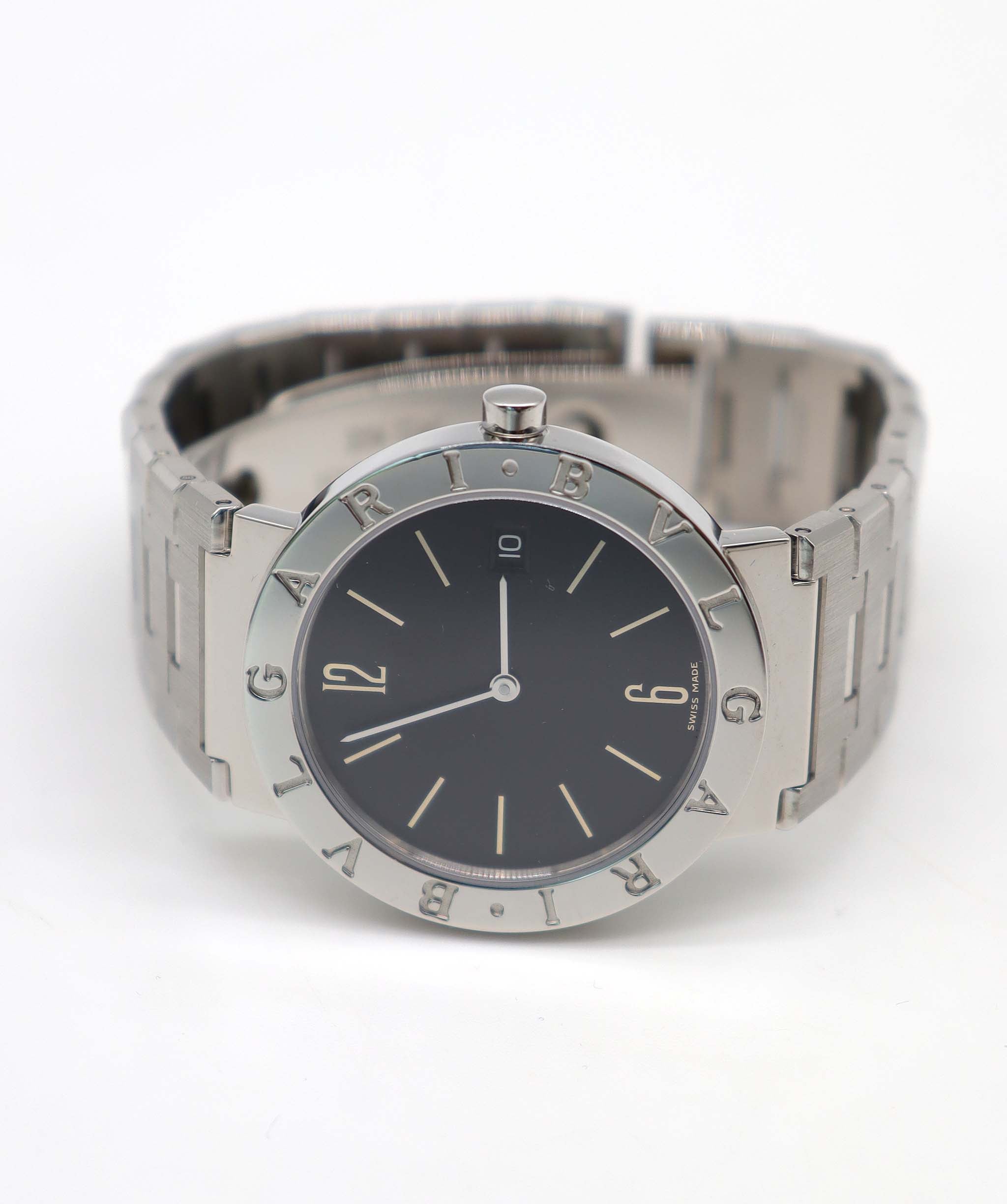 BVLGARI Bulgari Bulgari BB33SS Boys' Watch, Date, Black Quartz Watch, BVLGARI Bulgari 90320976 DXBS6386