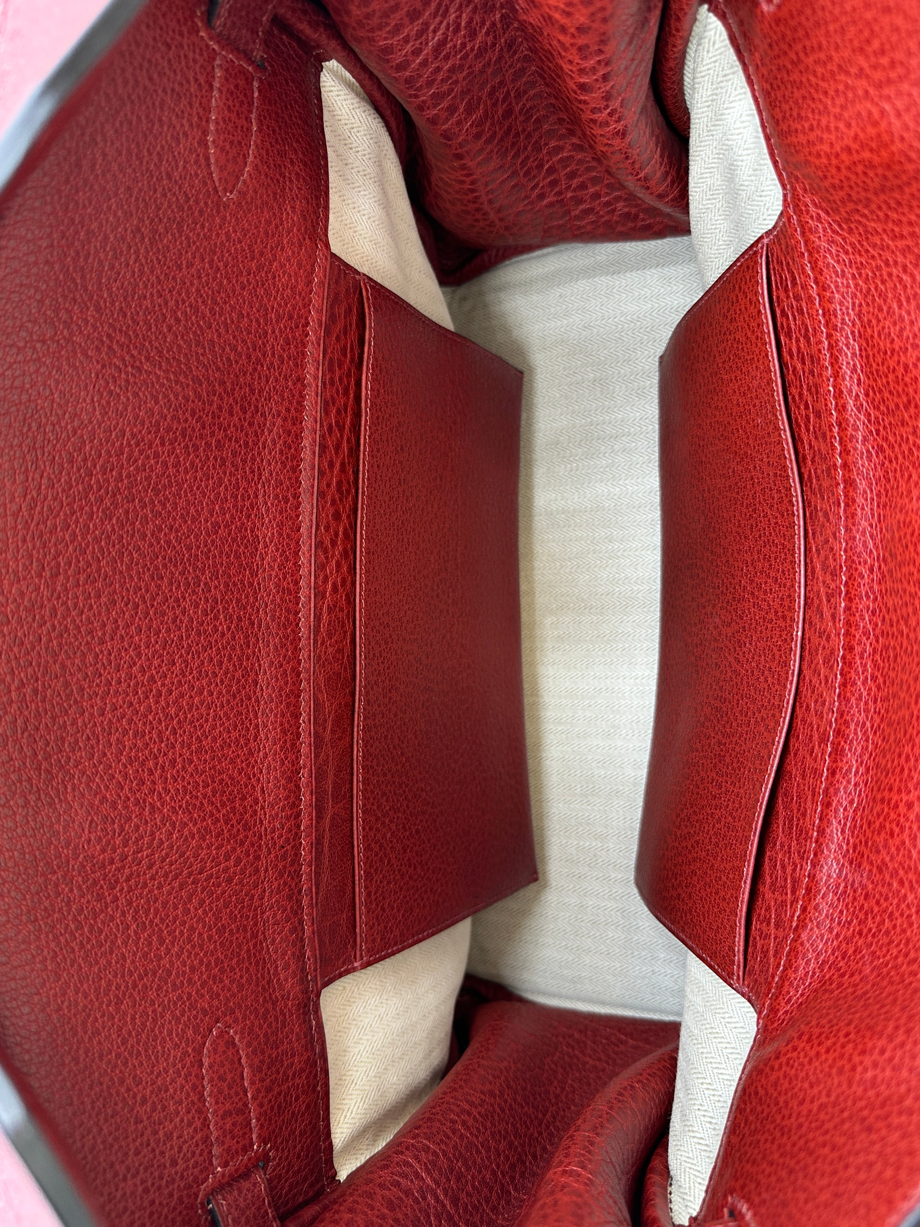 *LONDON LOCATED* VINTAGE HERMÈS BIRKIN 35CM ROUGE H Crinoline & Clemence Leather with Gold Hardware