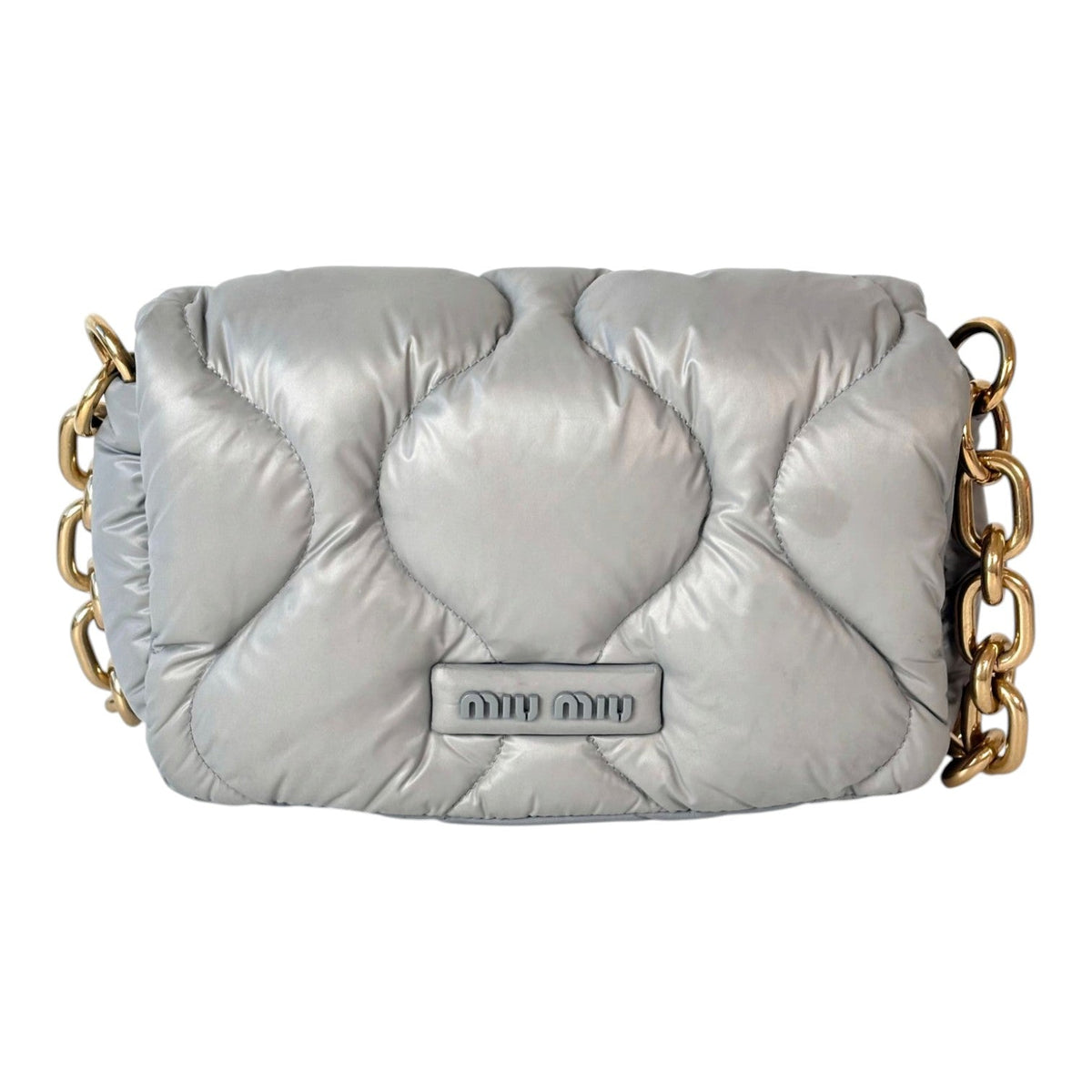 Miu Miu Padded Nylon Quilted with Chain Crossbody Bag