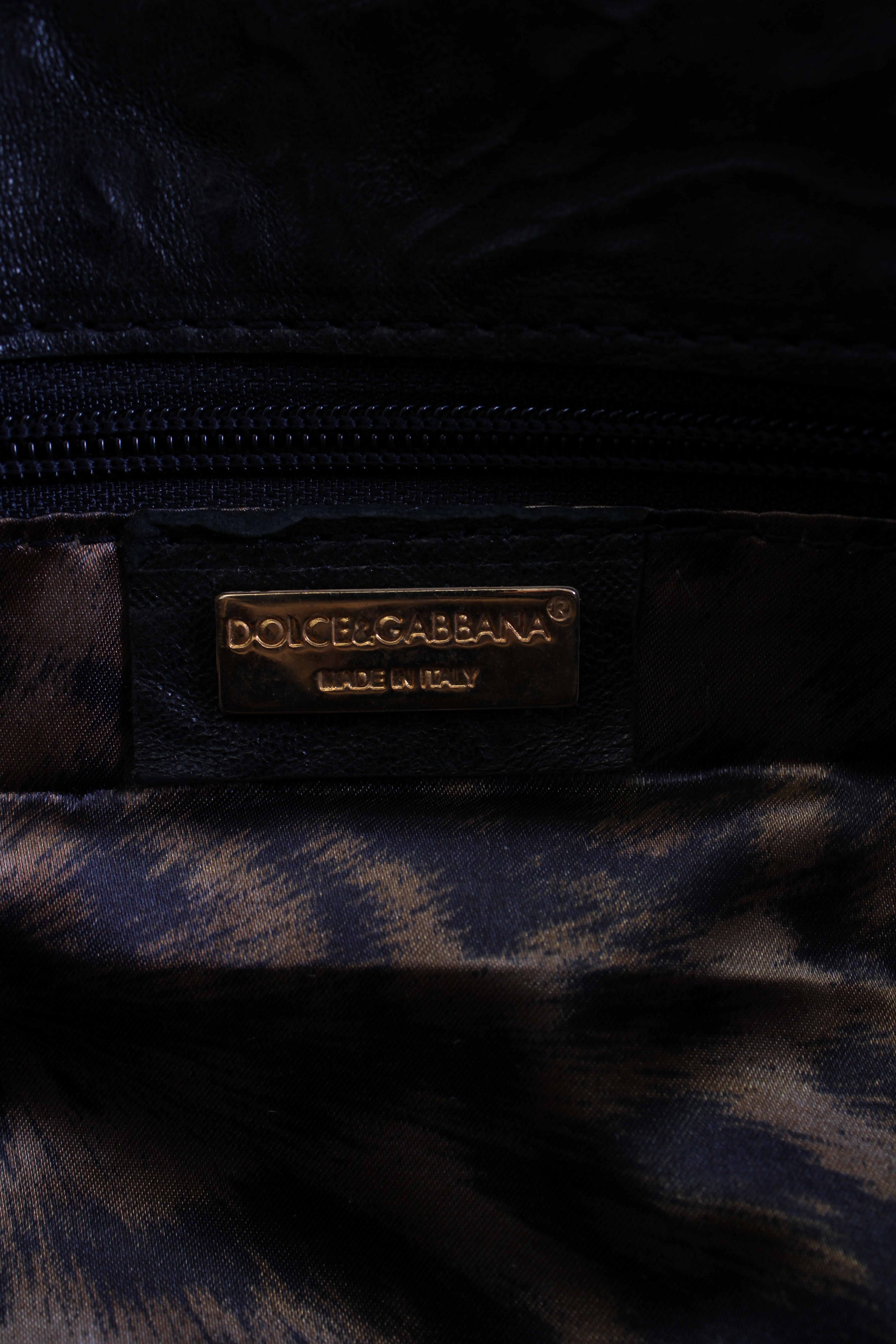 Dolce & Gabbana Leather shoulder bag gold detailing Black Small