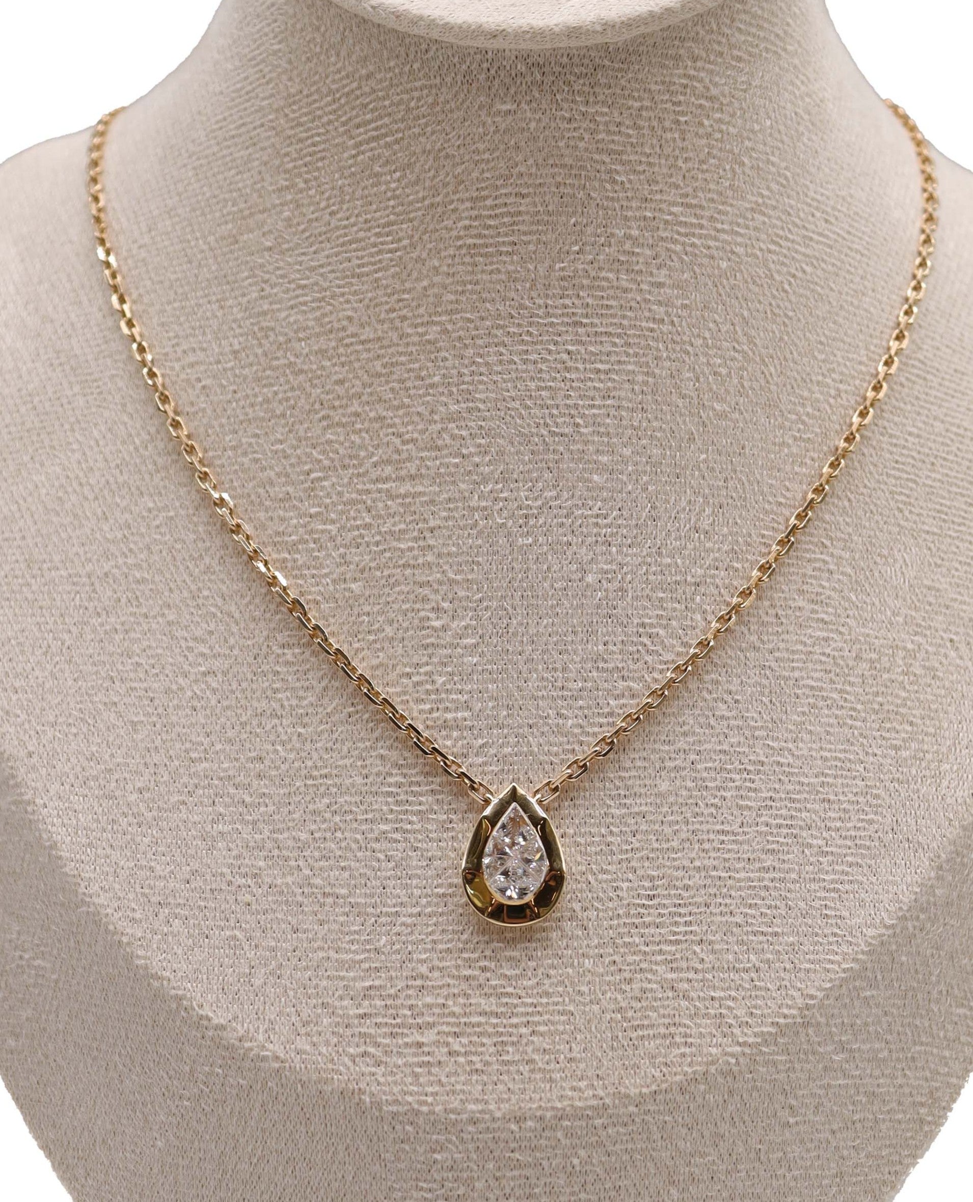 Rose Cut Diamond Pear Shape Pendant Necklace Yellow Gold C11713