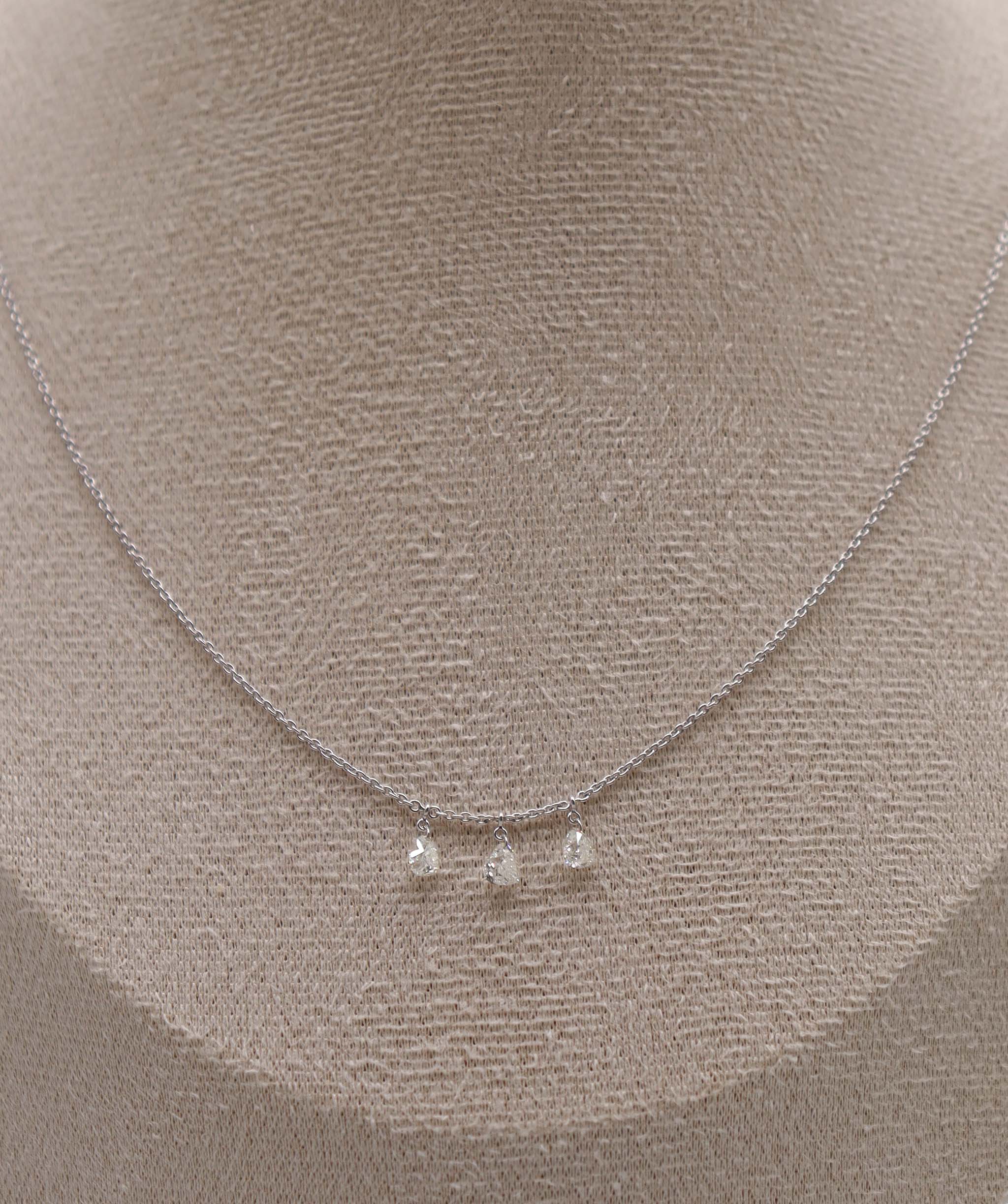 Heart Diamonds Drop Necklace White GoldC9292