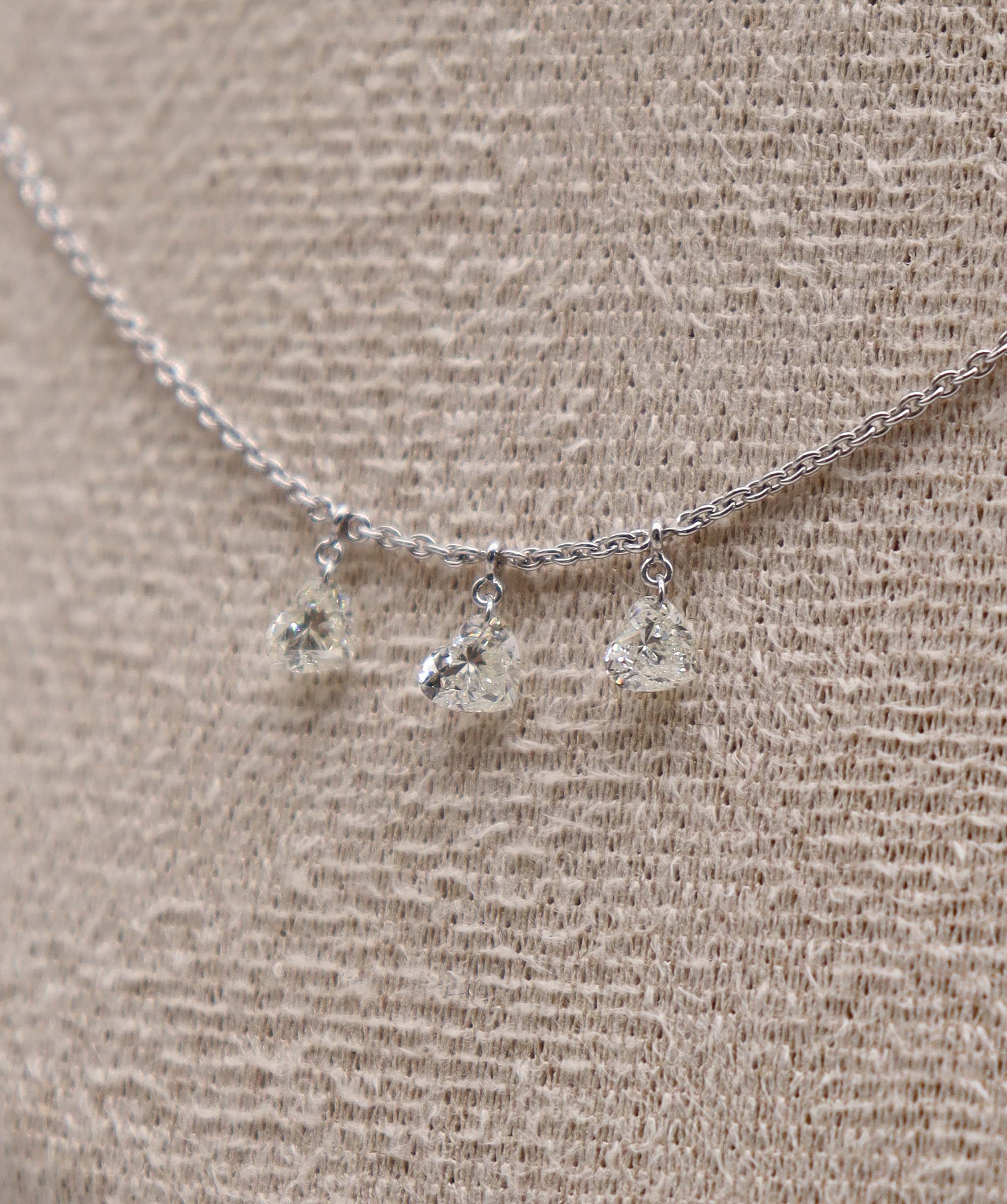 Heart Diamonds Drop Necklace White GoldC9292