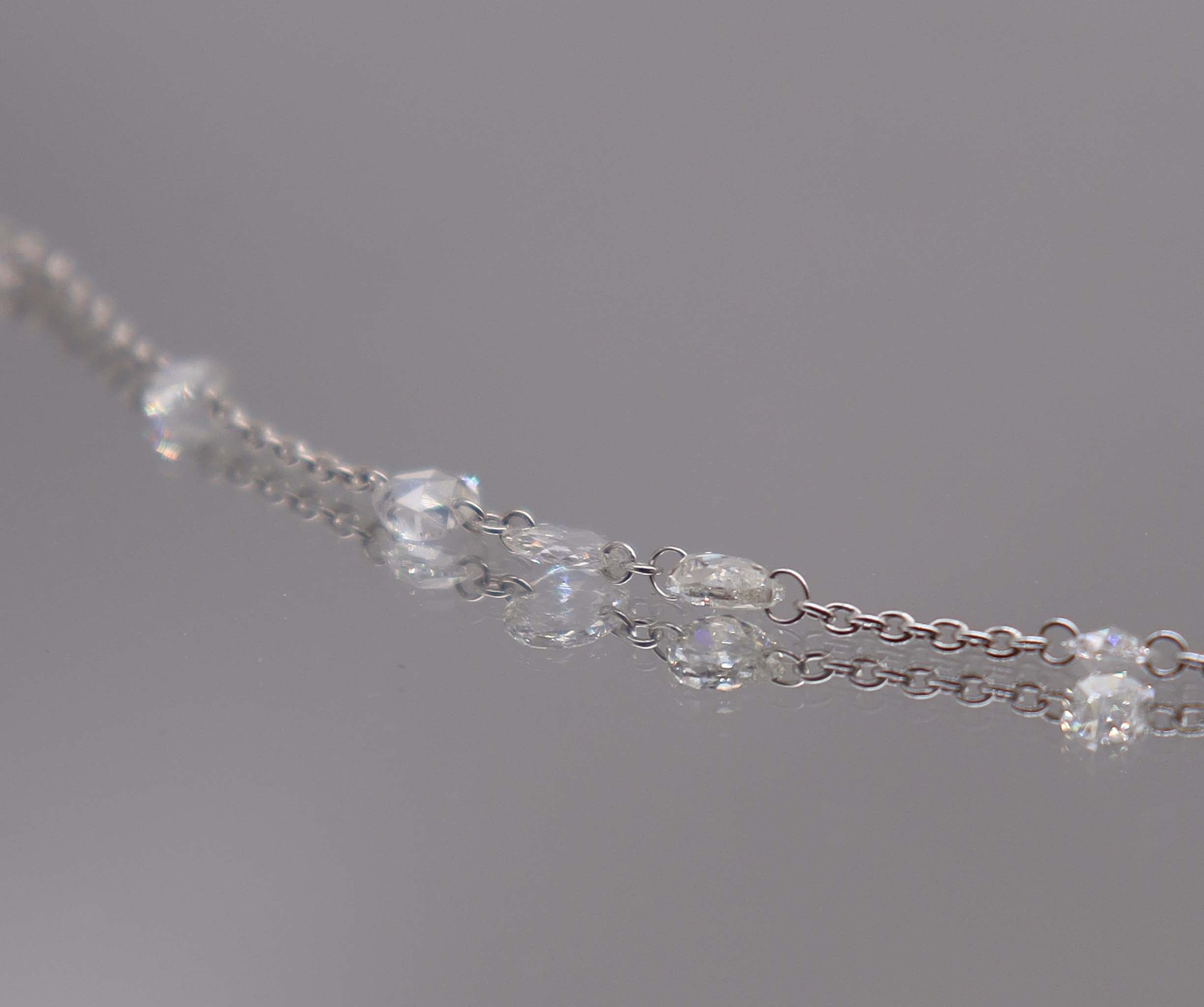 Rose Cut Diamond handchain White Gold B2861