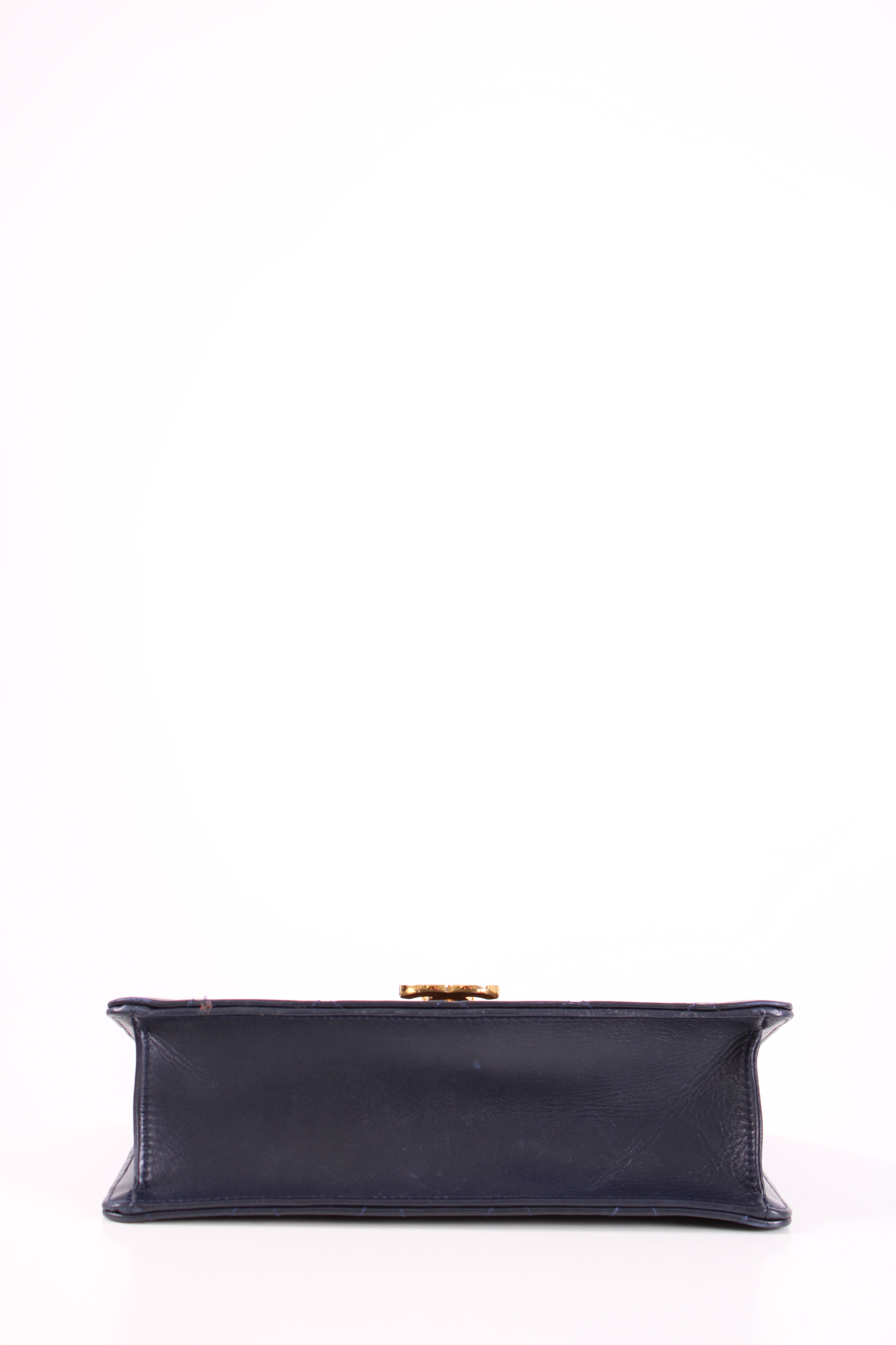 Chanel Quilted Golden Class Flap Bag Navy