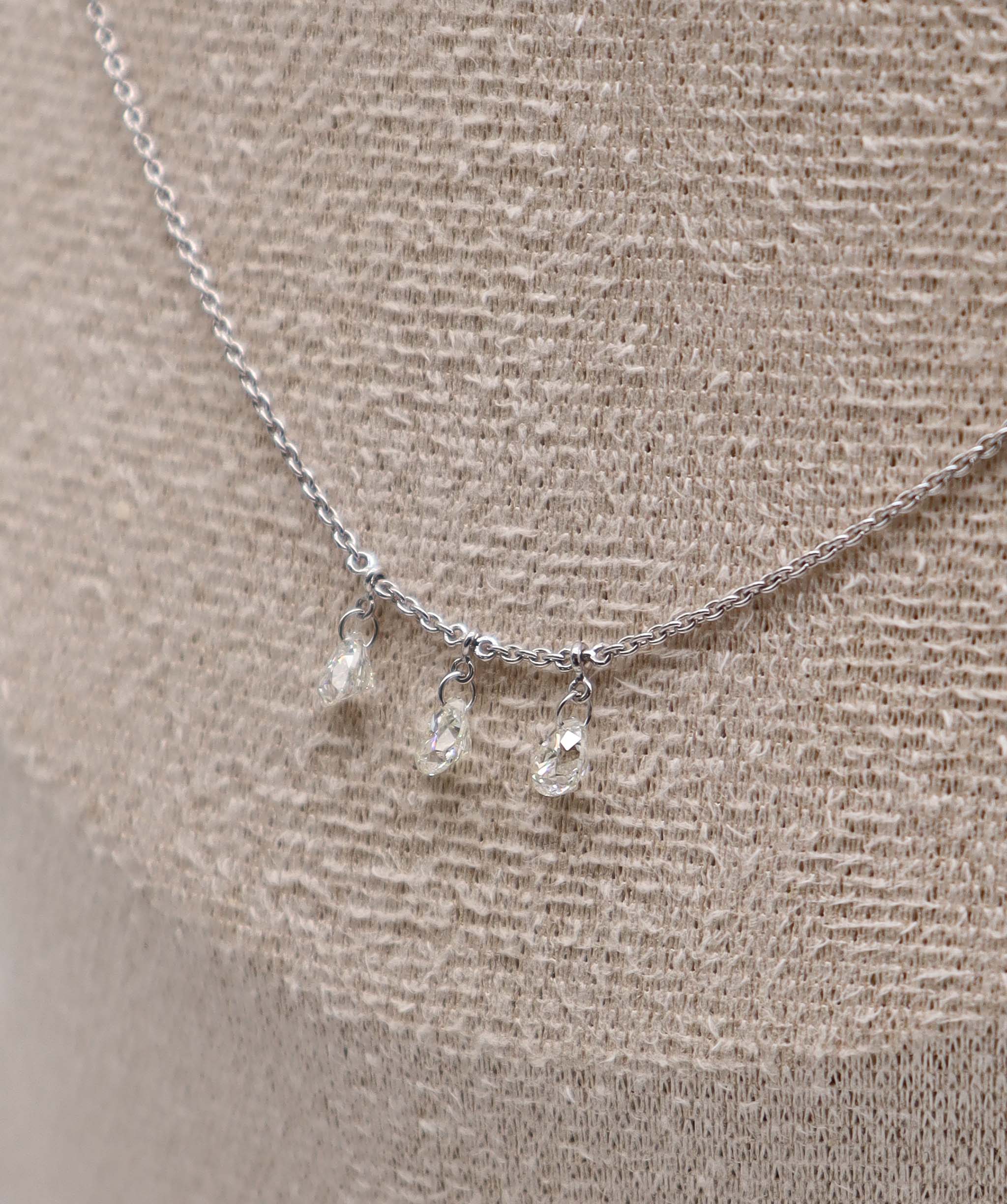 Heart Diamonds Drop Necklace White Gold C9410
