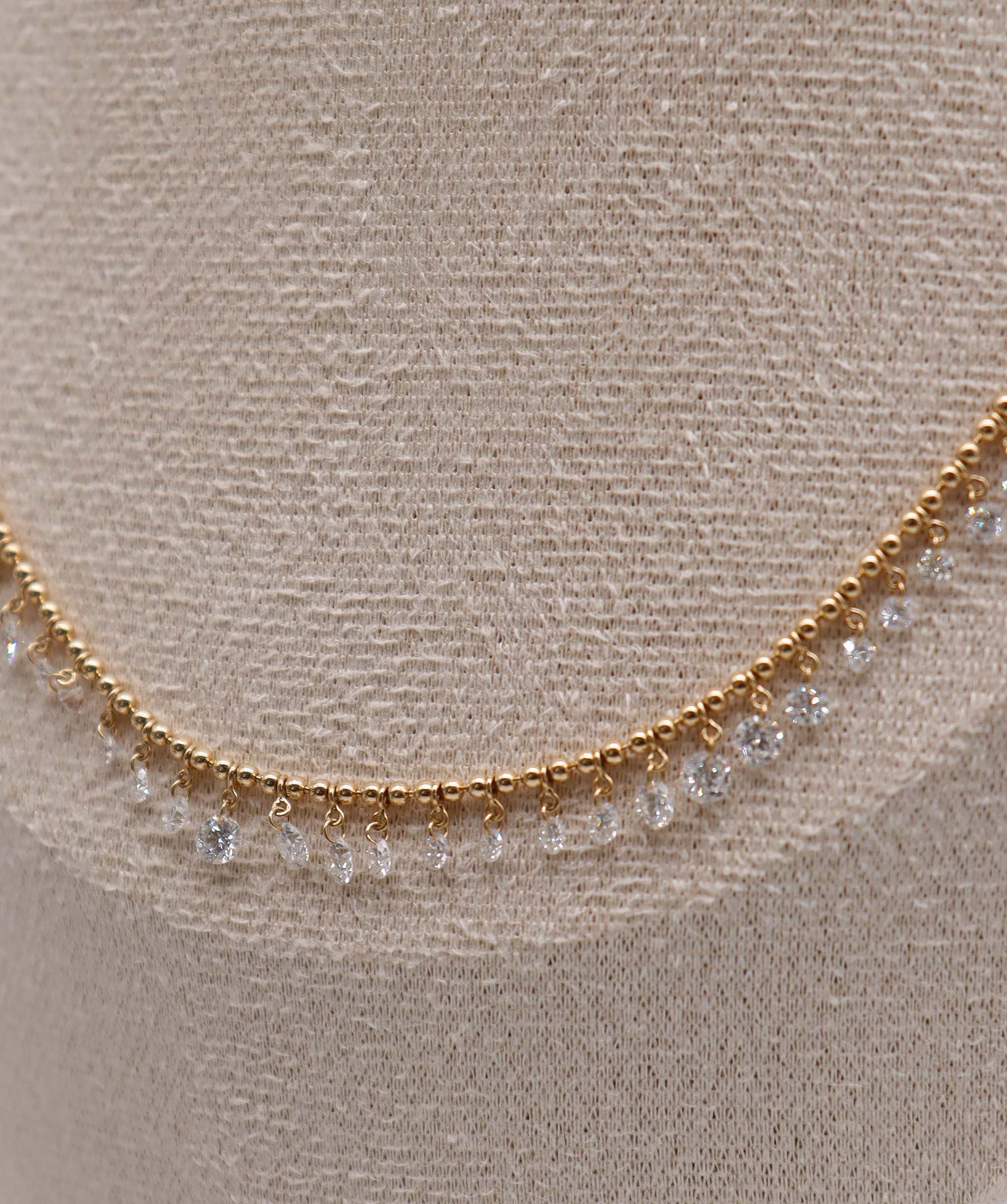 3.72ct Rose Cut Diamnod Drop Necklace Yellow Gold 7.81g C12025