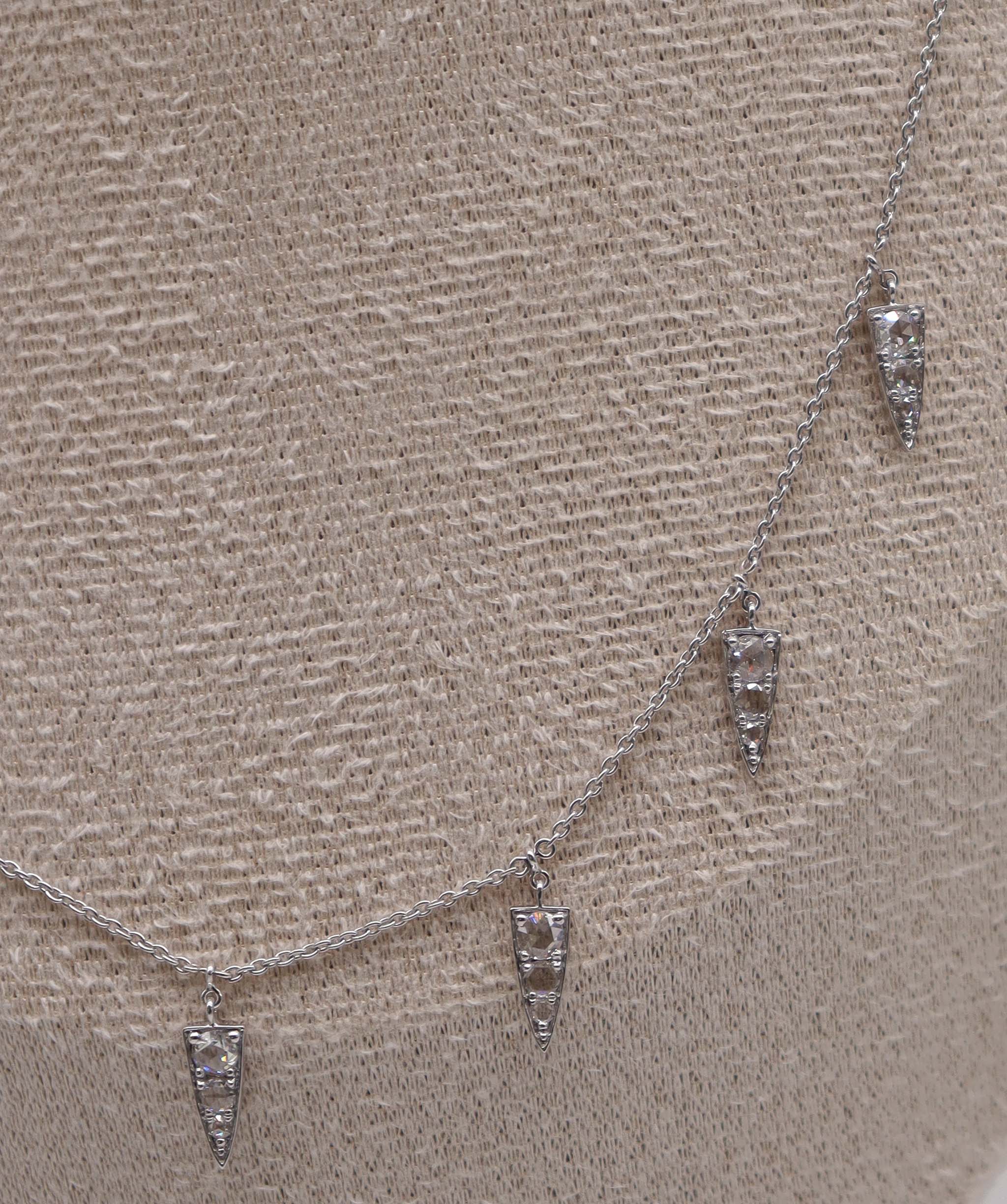 Rose Cut Diamond Necklace White Gold C8474