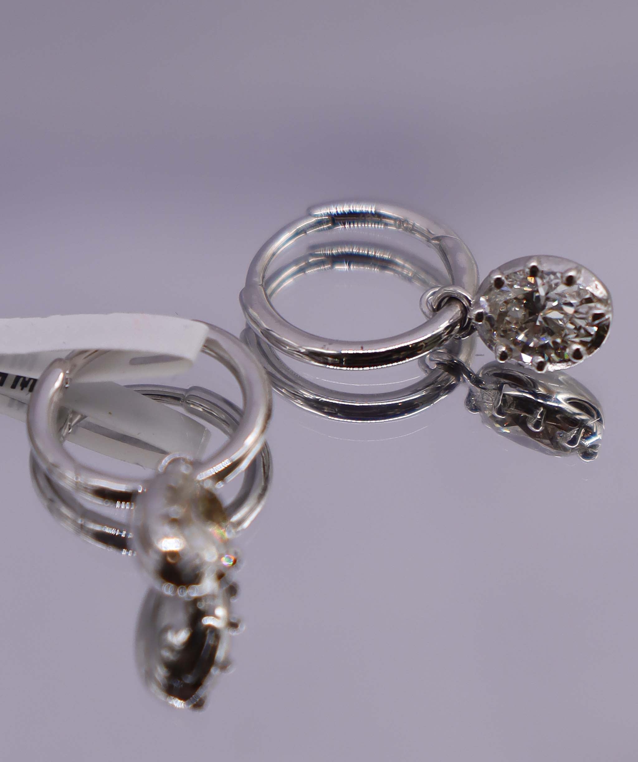 1.07ct Rose Cut Diamond Oval shaped hoop earrings White Gold E7676