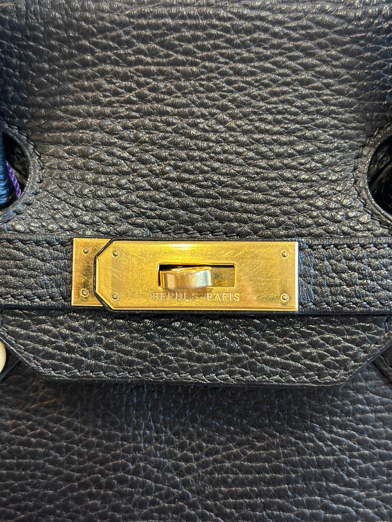 Hermes Birkin 35 Black Ardennes GHW Square F Stamp