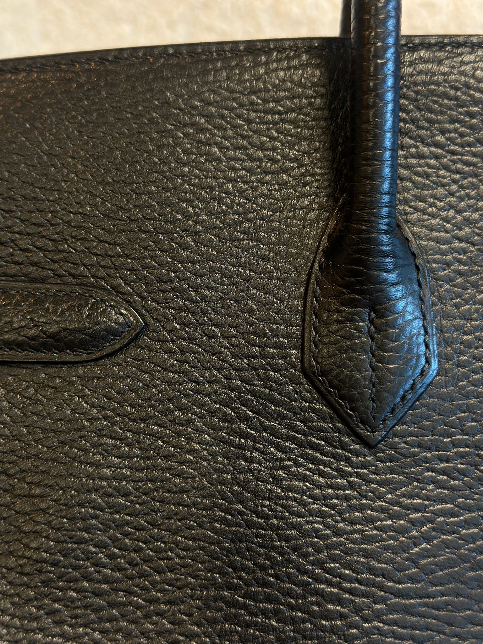 Hermes Birkin 35 Black Ardennes GHW Square F Stamp