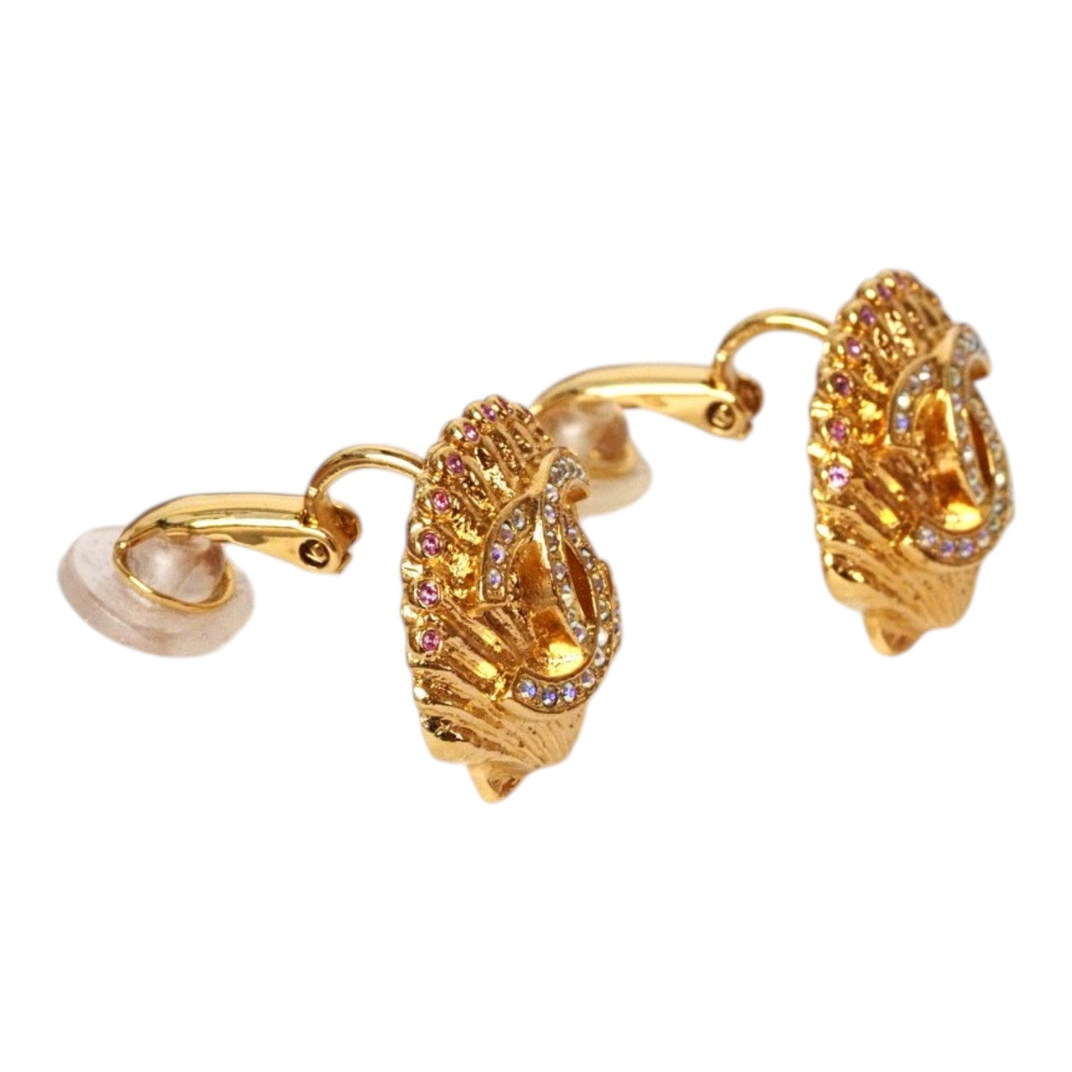Chanel 23C Gold Shell CC Earrings in Box