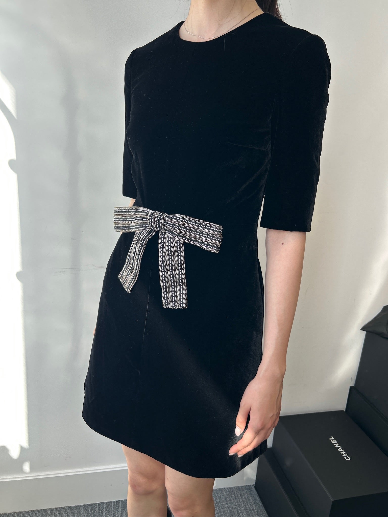 FR 36 Saint Laurent Paris Black Velvet Dress