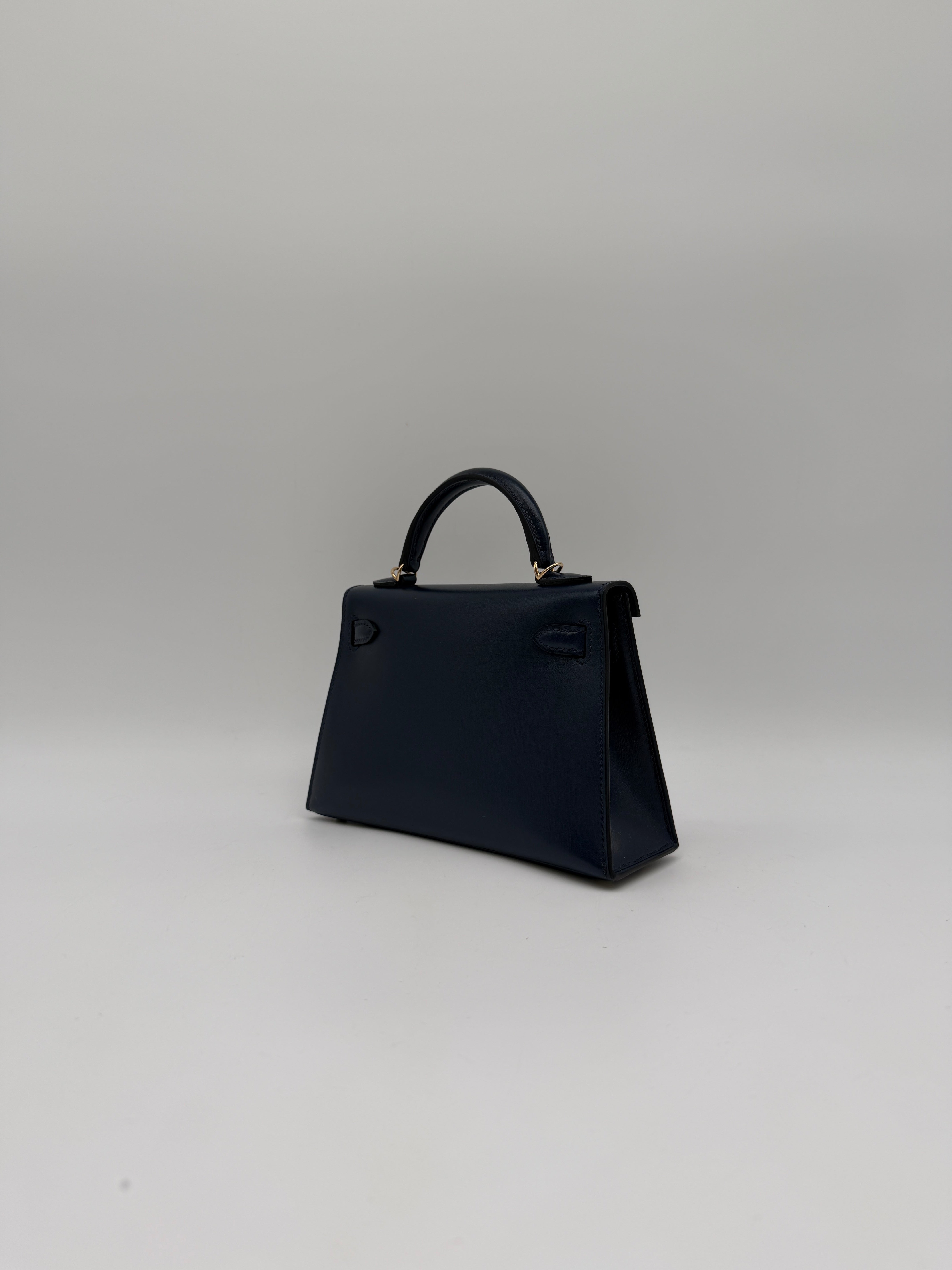 Hermès Mini Kelly Bleu Abysse Box Leather Permabrass Hardware