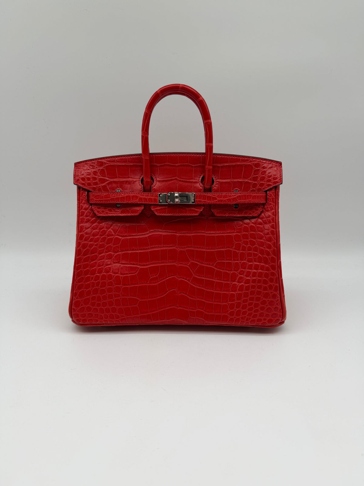 Hermès Birkin 25 Geranium Matte Alligator Palladium Hardware
